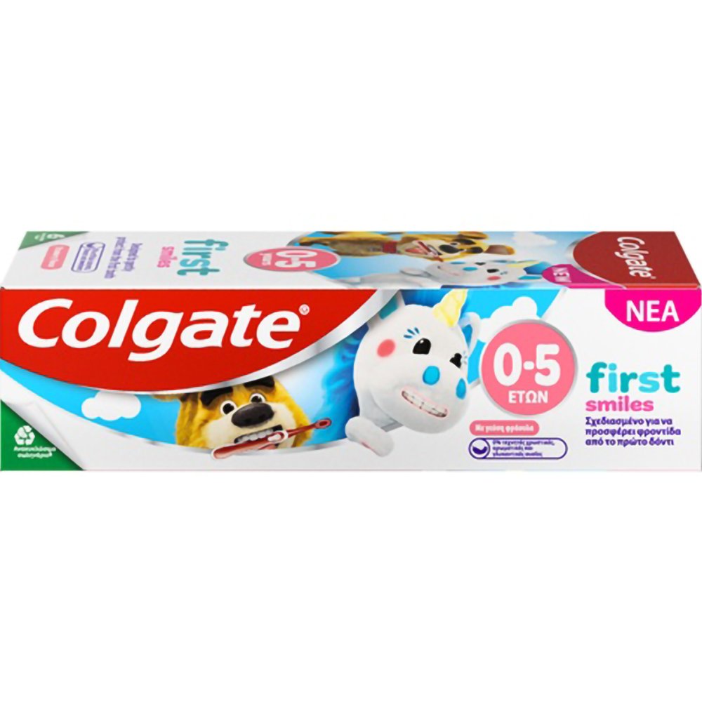 Colgate Colgate First Smiles 0 - 5 Years Toothpaste Οδοντόκρεμα για Παιδιά από 0 Έως 5 Ετών για Μέγιστη Προστασία από την Τερηδόνα, Προστασία των Πρώτων Δοντιών & Δροσερή Αναπνοή με Γεύση Φράουλα 50ml