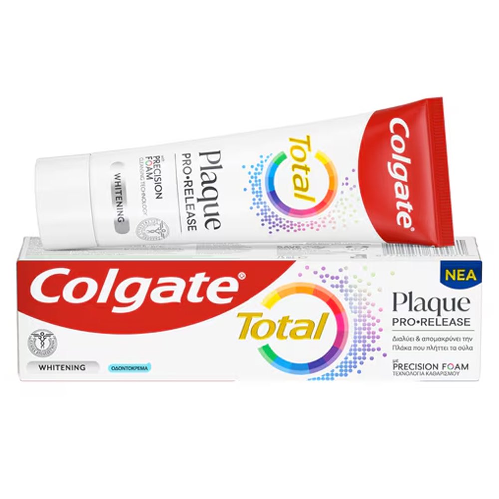 Colgate Colgate Total Plaque Pro Release Whitening Οδοντόκρεμα Λεύκανσης που Διαλύει & Απομακρύνει την Πλάκα που Πλήττει τα Ούλα 75ml