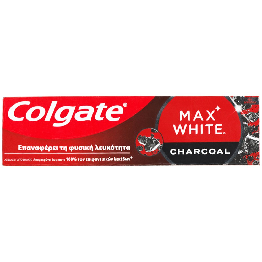 Colgate Colgate Max White Charcoal Toothpaste 1450ppm Λευκαντική Φθοριούχος Οδοντόκρεμα με Ενεργό Άνθρακα 75ml