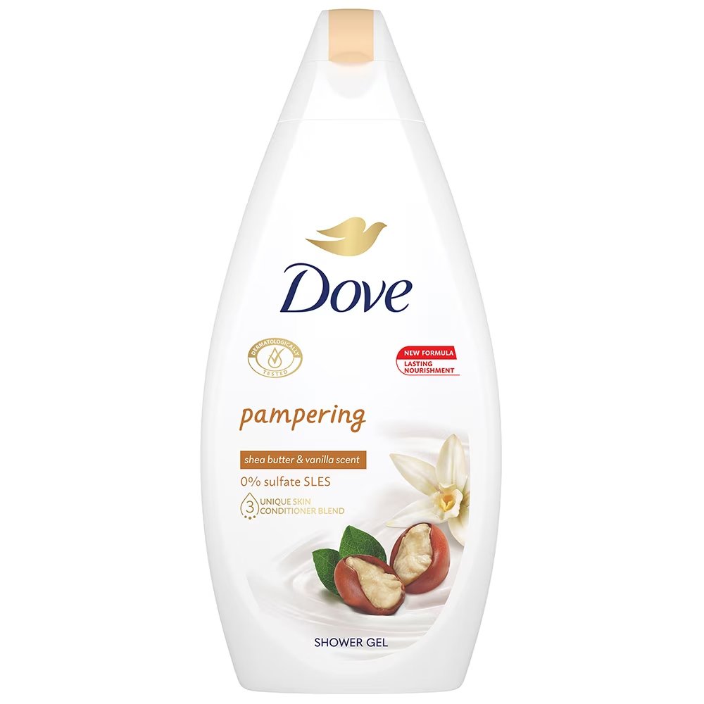 Dove Pampering Shea Butter & Vanilla Shower Gel Ενυδατικό Αφρόλουτρο με Άρωμα Βουτύρου Καριτέ & Ζεστής Βανίλιας 450ml