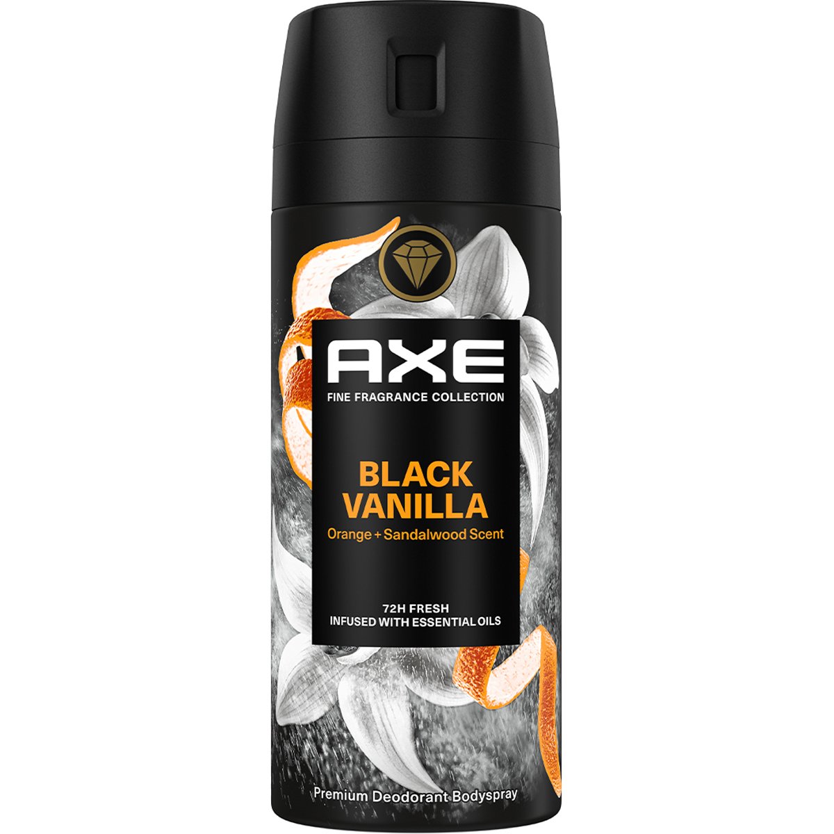 Axe Black Vanilla 72h Anti-Perspirant Spray Ανδρικό Αποσμητικό Spray για 72ωρη Προστασία με Αιθέρια Έλαια & Άρωμα Πορτοκάλι - Σανδαλόξυλο 150ml φωτογραφία