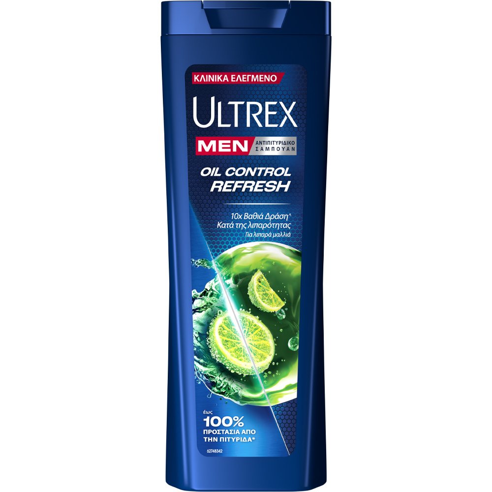 Ultrex Ultrex Men Oil Control Refresh Anti-Dandruff Shampoo Αντιπιτυριδικό Σαμπουάν Κατά της Λιπαρότητας με Εκχύλισμα Λεμονιού 225ml