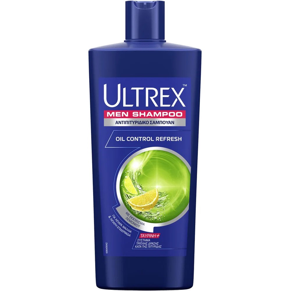 Ultrex Ultrex Men Shampoo Anti Dandruff Oil Control Σαμπουάν Κατά της Πιτυρίδας για Έλεγχο της Λιπαρότητας του Τριχωτού με Εκχύλισμα Λεμονιού 610ml