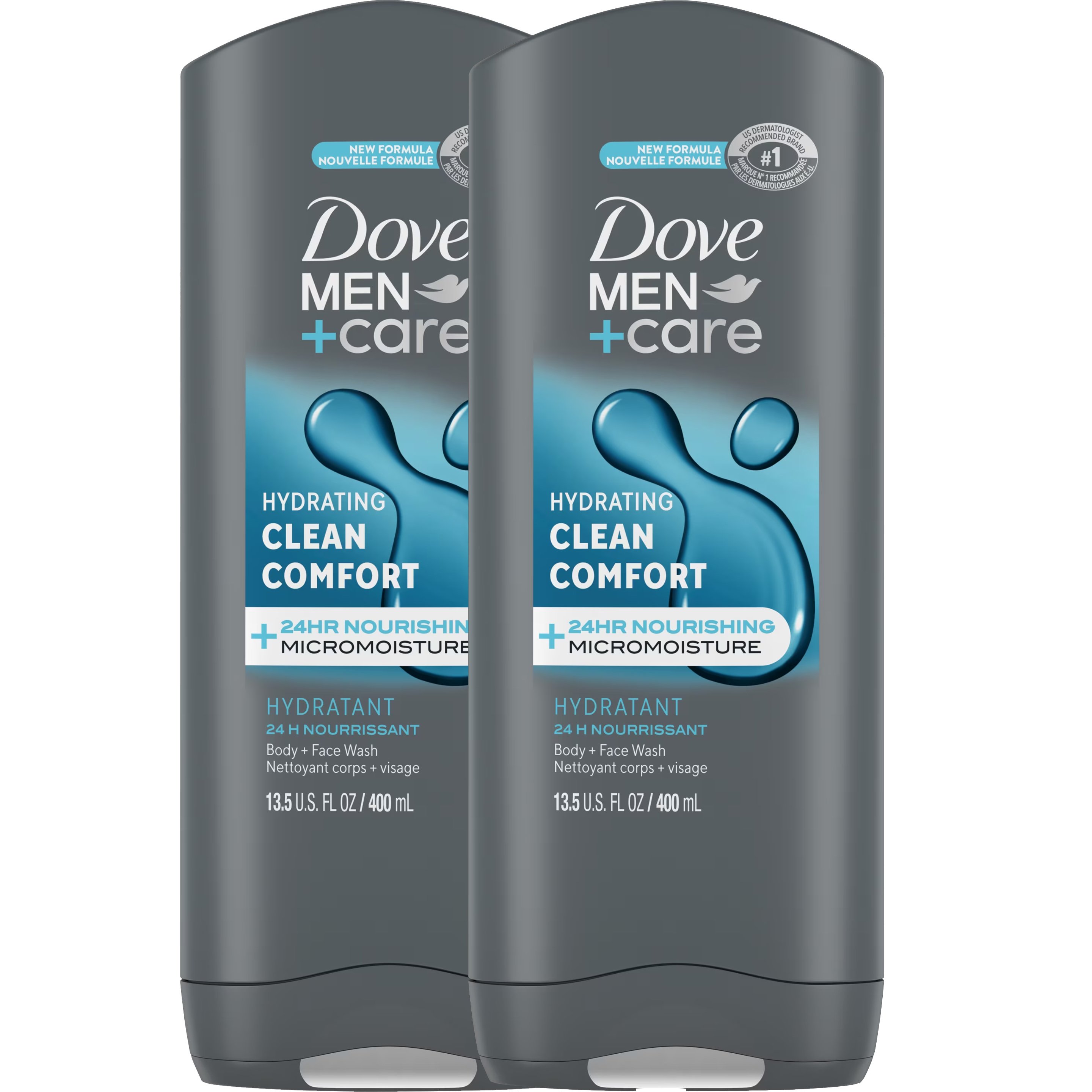 Dove Men & Care Πακέτο Προσφοράς Hydrating Clean Comfort Body Wash Ανδρικό Ενυδατικό Αφρόλουτρο για Πρόσωπο, Σώμα & Μαλλιά με Φρέσκο Άρωμα 2x400ml (1+1 Δώρο)