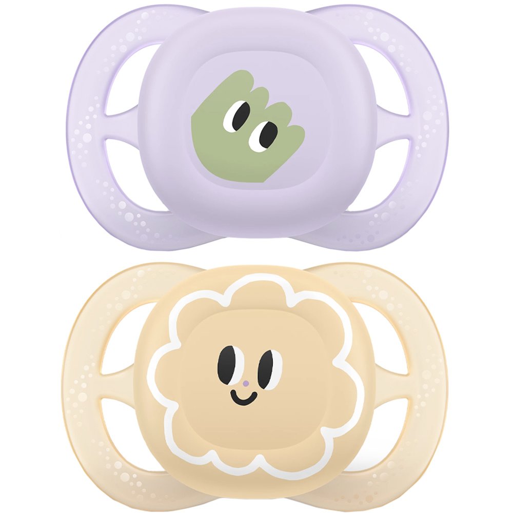 Philips Avent Philips Avent Ultra Start Silicone Orthodontic Soother 0-2m, 2 Τεμάχια Ορθοδοντική Πιπίλα Σιλικόνης Κατάλληλη για Νεογέννητα Μωρά με Θήκη Μεταφοράς Μωβ / Κίτρινο