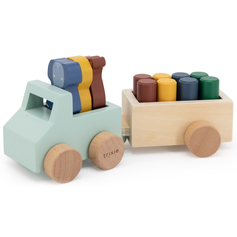 Trixie Trixie Wooden Animal Car with Trailer Κωδ 77821​​​​​​​ Ξύλινο Παιχνίδι Ρυμουλκούμενο Όχημα με Ζωάκια 1 Τεμάχιο