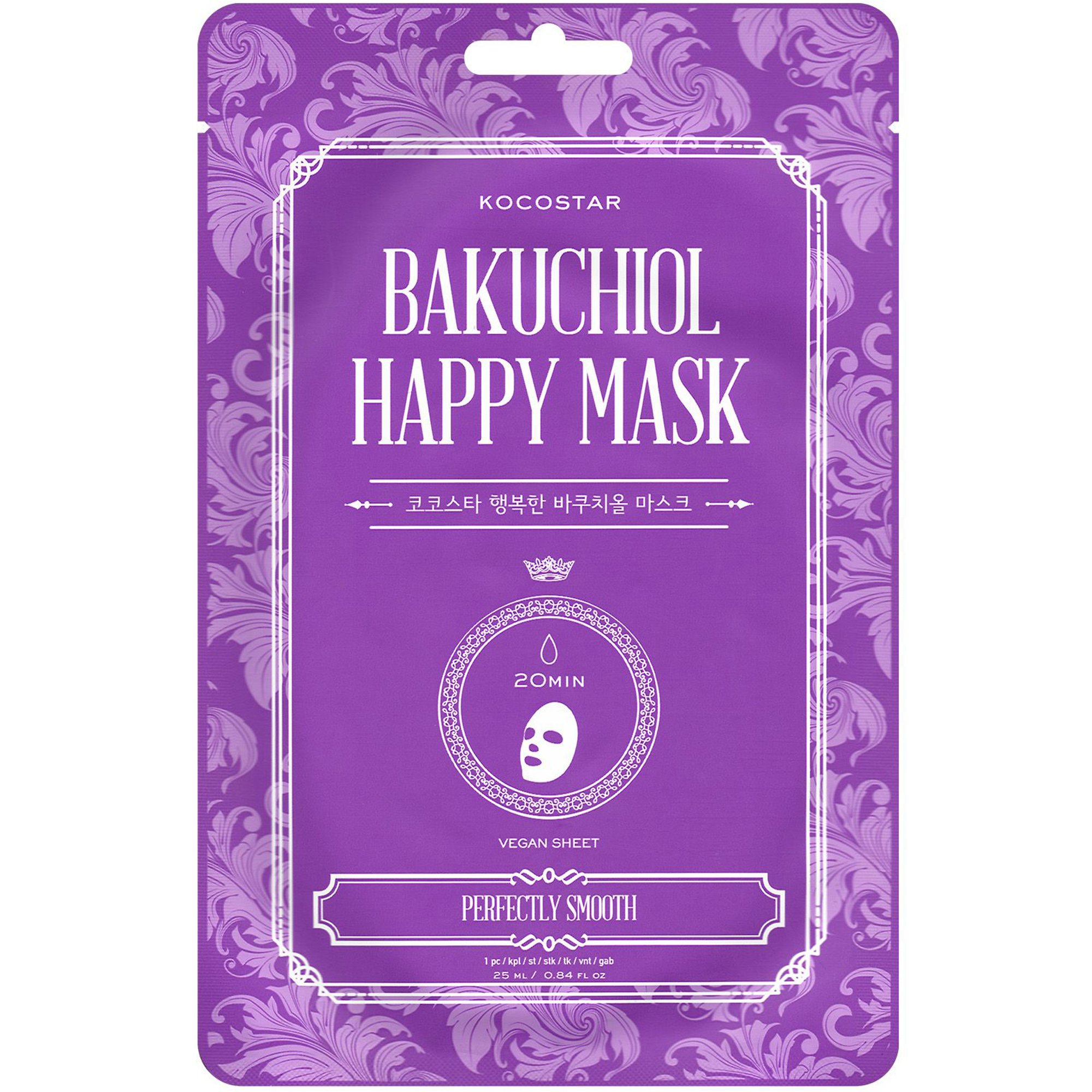 Kocostar Kocostar Bakuchiol Happy Face Mask Εμποτισμένη Μάσκα Προσώπου με Bakuchiol για Ανανεωμένη & Λεία Επιδερμίδα 25ml