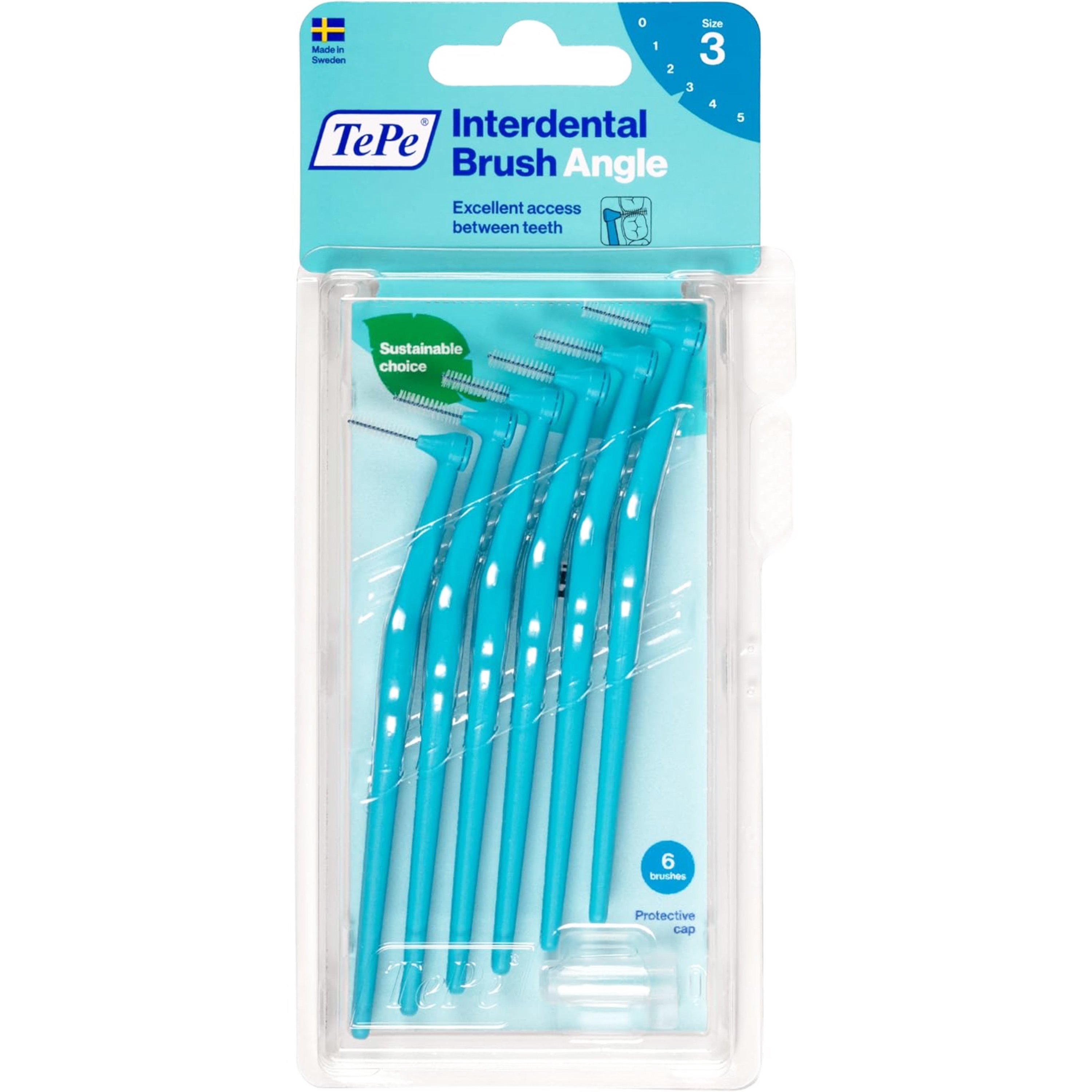 TePe Angle Interdental Brush Angle Μεσοδόντια Βουρτσάκια Καθαρισμού με Μακριά Λαβή & Κεκλιμένη Κεφαλή 6 Τεμάχια – Size 3 (0.6 mm)