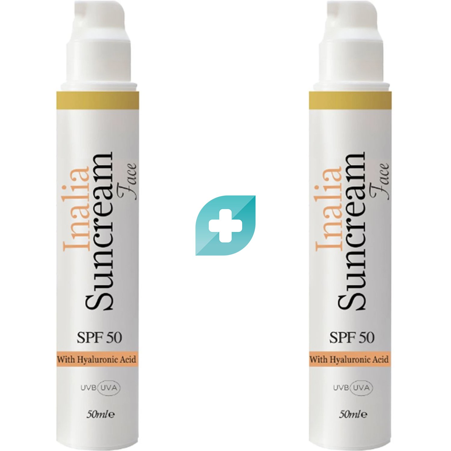 Inalia Σετ Inalia Suncream Face Spf50 Αντηλιακή Κρέμα Προσώπου Υψηλής Προστασίας με Υαλουρονικό Οξύ, Εκχύλισμα από Σταφύλι & Βιταμίνη E 2x50ml