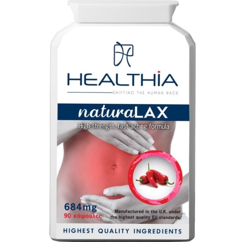 Healthia Healthia Natura Lax High-strength Fast Acting Formula 684mg Συμπλήρωμα Διατροφής με Μείγμα Βοτάνων Ταχείας Δράσης για Αντιμετώπιση της Χρόνιας Δυσκοιλιότητας & Φυσιολογική Εντερική Λειτουργία 90caps