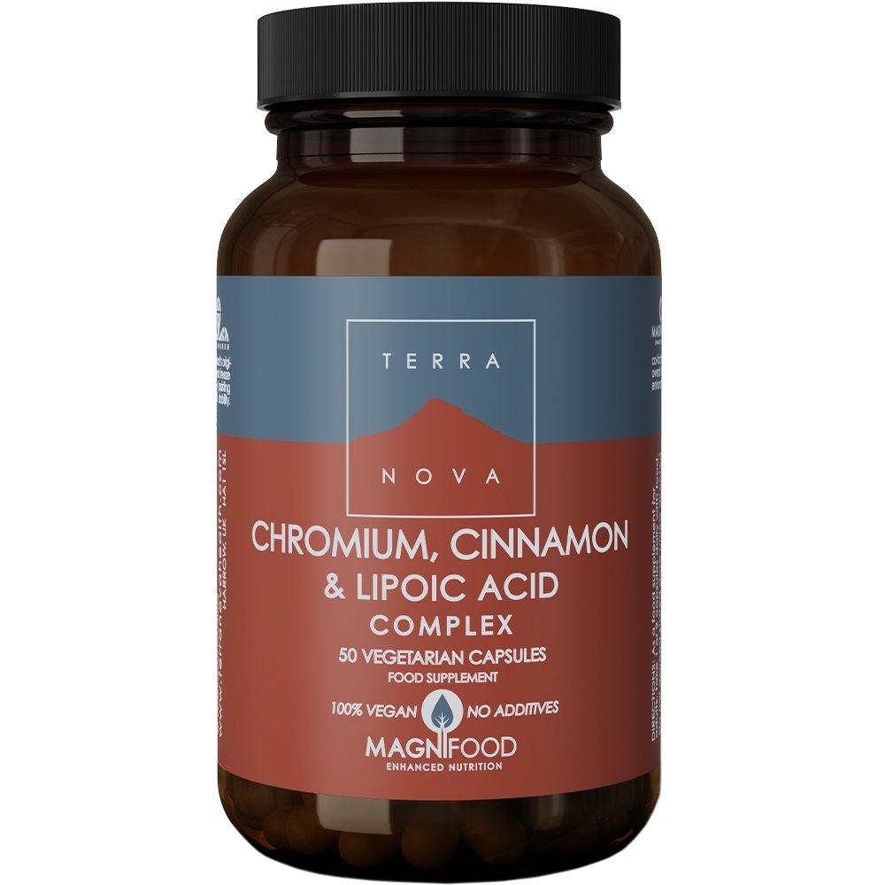 Bionat Terranova Chromium, Cinnamon & Lipoic Acid Complex Συμπλήρωμα Διατροφής με Χρώμιο, Α-λιποϊκό Οξύ & Φλοιό Κανέλας για Αντιοξειδωτική Προστασία & Έλεγχο του Σακχάρου - Σωματικού Βάρους 50veg.caps