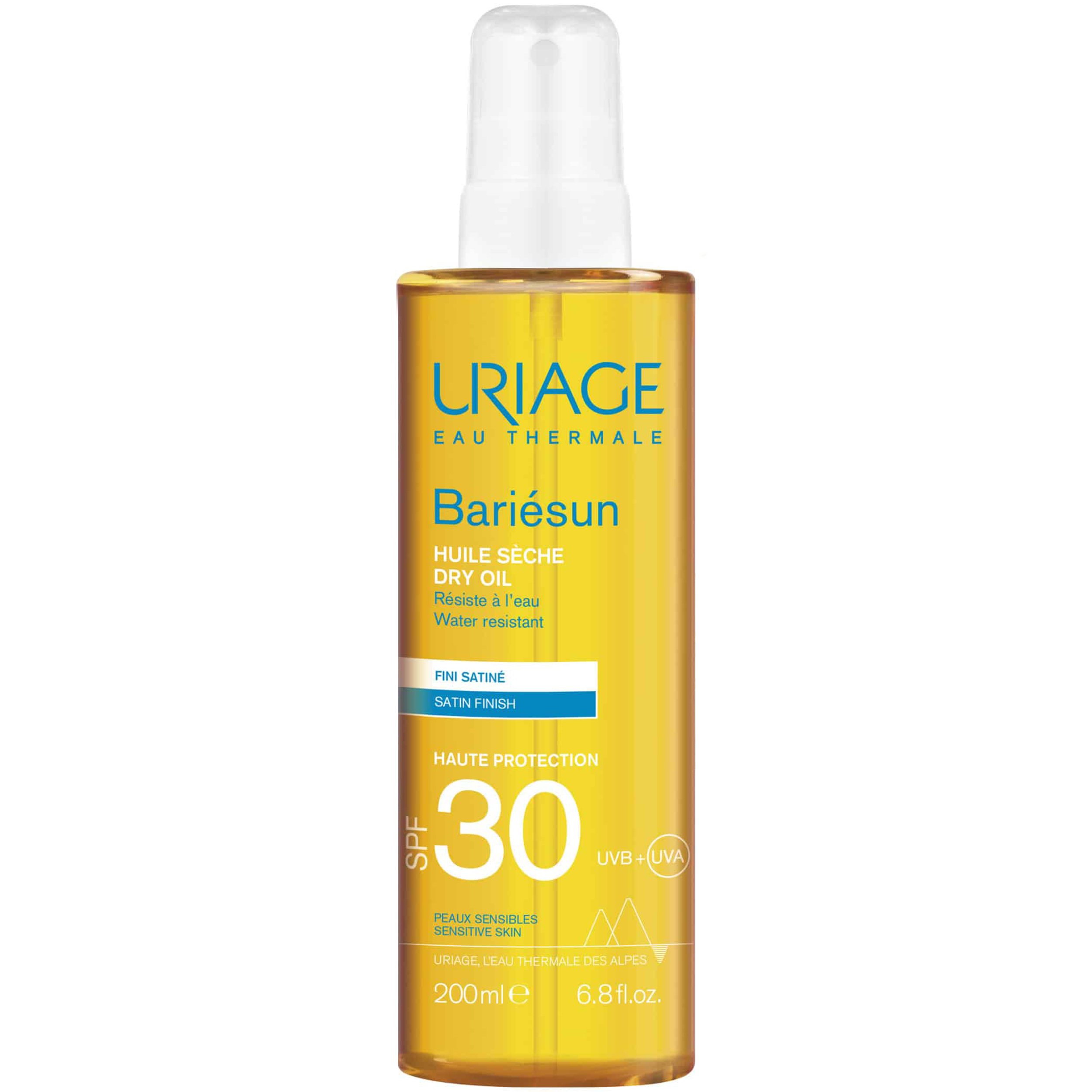 Uriage Uriage Bariesun Satin Finish Dry Oil Spray Spf30 Αντηλιακό Ξηρό Λάδι Σώματος & Μαλλιών σε Spray Υψηλής Προστασίας, Κατάλληλο για Ευαίσθητες Επιδερμίδες 200ml