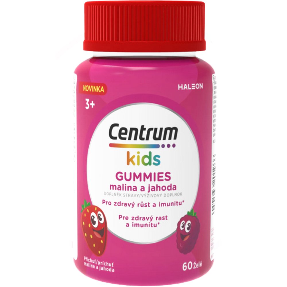 Centrum Kids Gummies 3+ Years Συμπλήρωμα Διατροφής για Παιδιά με 8 Βιταμίνες, Μέταλλα & Ιχνοστοιχεία για Ενδυνάμωση του Ανοσοποιητικού - Μυοσκελετικού Συστήματος & της Γνωσιακής Λειτουργίας με Γεύση Φράουλα - Βατόμουρο 60 Softgels - Malina a Jahoda φωτογραφία