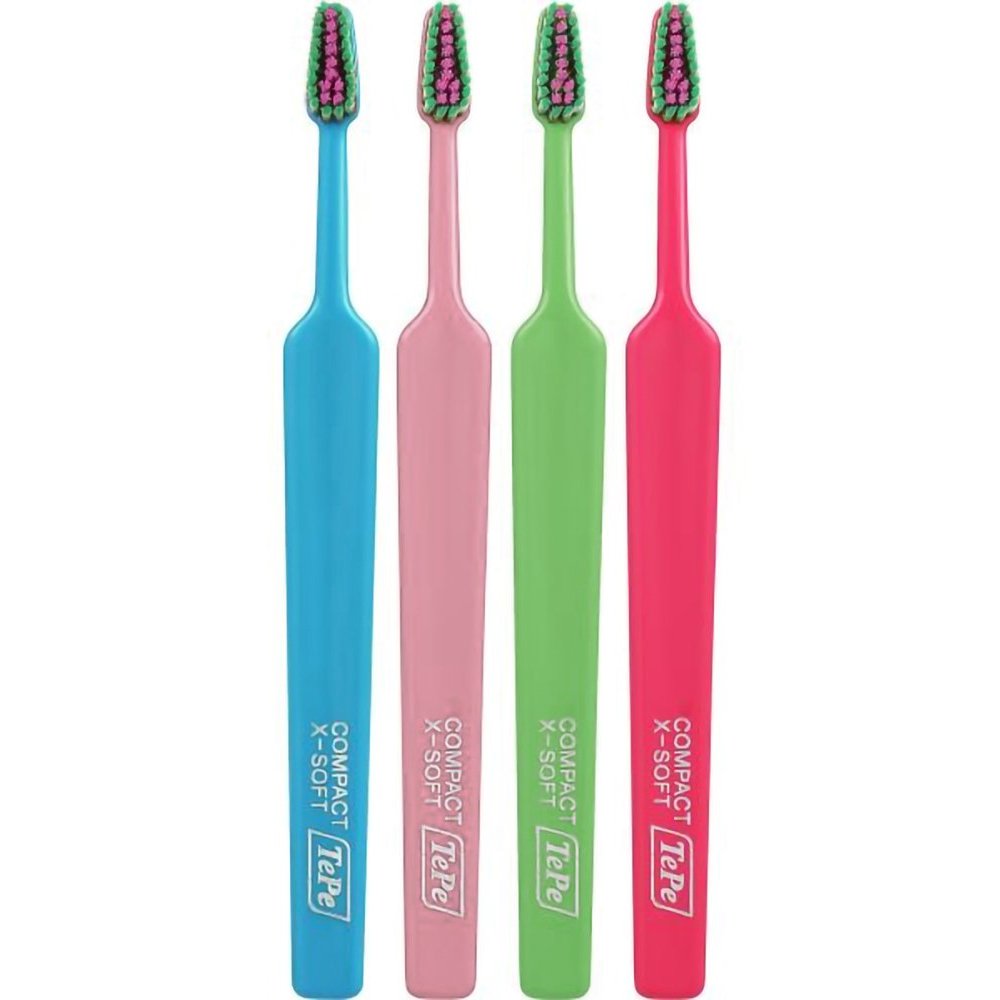 Tepe Colour Compact Extra Soft Toothbrush Οδοντόβουρτσα με Πολύ Μαλακές Ίνες & Μικρό Μέγεθος Κεφαλής 4 Τεμάχια – Multicolor 5