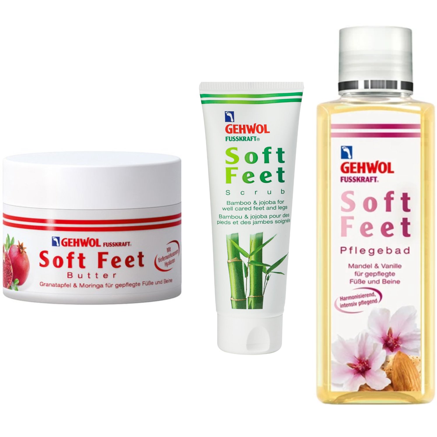 Σετ Gehwol Fusskraft Soft Feet Butter 100ml & Peeling Scrub 125ml & Nourishing Bath 200ml φωτογραφία