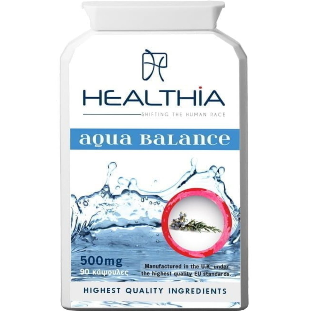 Healthia Healthia Aqua Balance 500mg Συμπλήρωμα Διατροφής με Βιταμίνη Β6, Μαγνήσιο, Εκχυλίσματα & Βότανα για Αντιμετώπιση της Κατακράτησης Υγρών & την Ισορροπία των Υγρών στο Σώμα 90veg.caps