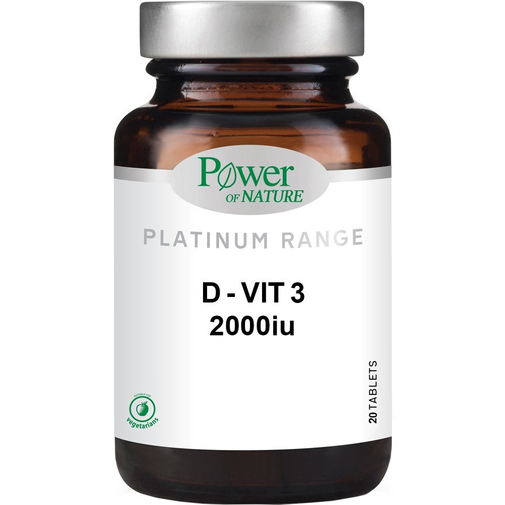 Power Health Power Health Platinum Range D-VIT3 2000iu Συμπλήρωμα Διατροφής με Βιταμίνη D3 για Ενίσχυση των Οστών - Μυών - Δοντιών & Ενίσχυση Ανοσοποιητικού 20tabs