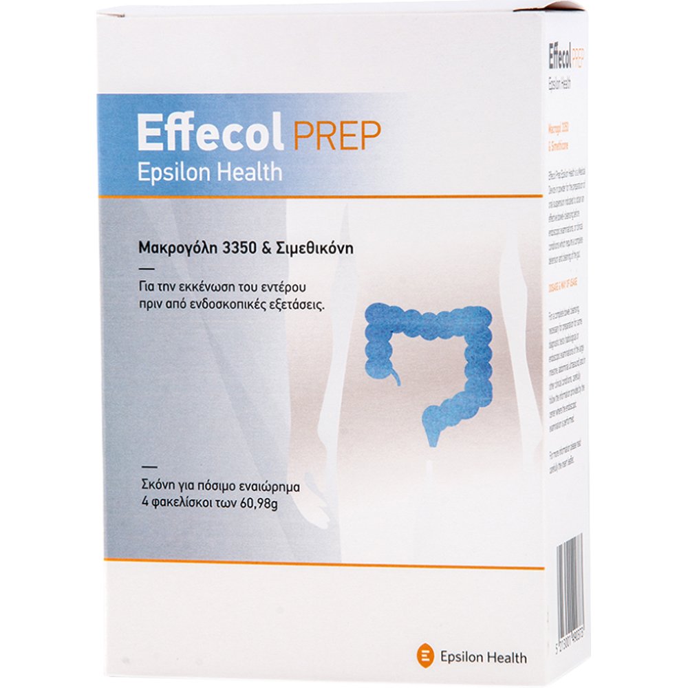 EPSILON HEALTH Epsilon Health Effecol Prep Macrogol 3350 & Simethicone Συμπλήρωμα Διατροφής με Μακρογόλη 3350 & Σιμεθικόνη για την Εκκένωση του Εντέρου Πριν από Ενδοσκοπικές Εξετάσεις, με Γεύση Πορτοκάλι 4 Sachets