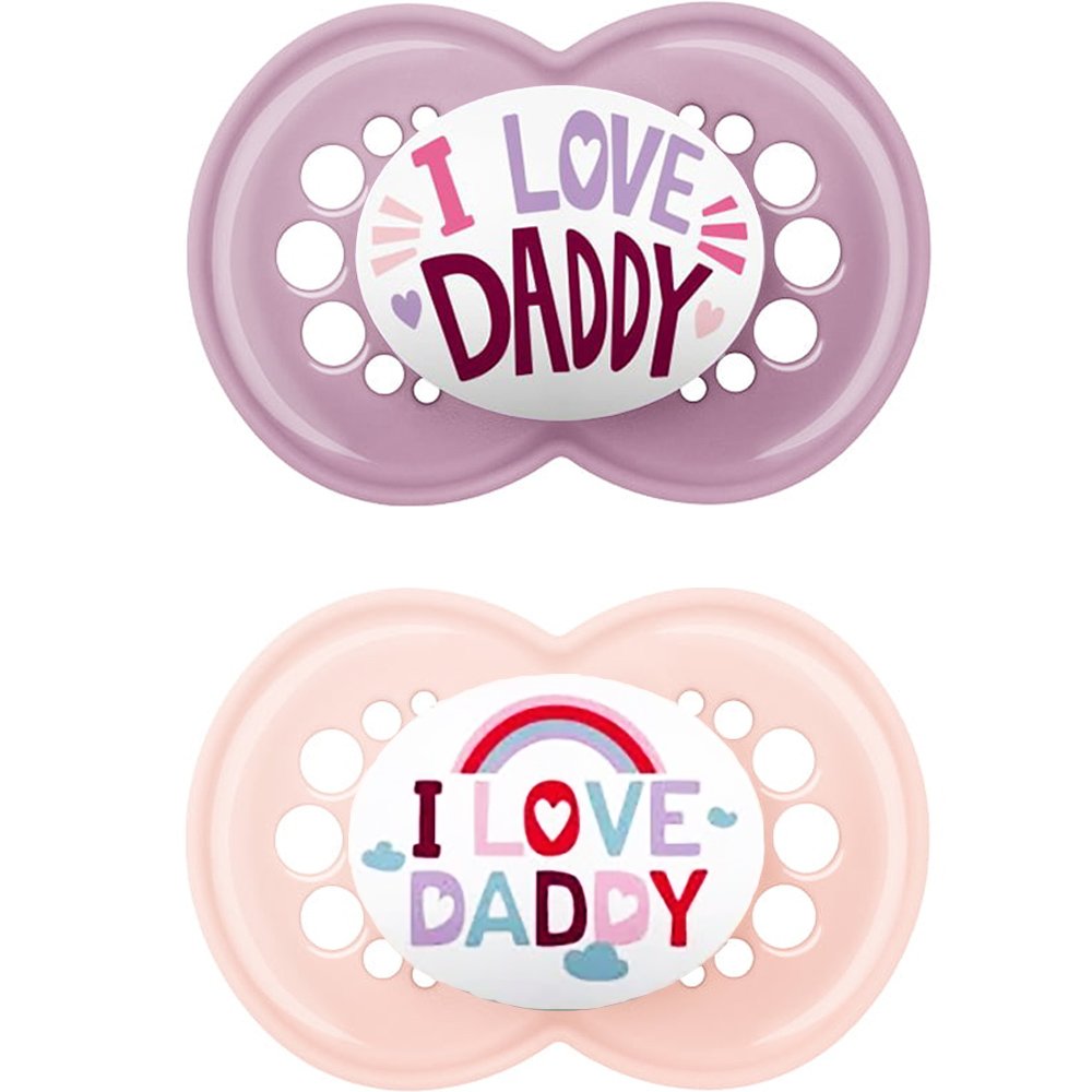 Mam Mam Orthodontic Silicone Soother 16m+ I love Mummy & Daddy Ορθοδοντική Πιπίλα Σιλικόνης για Χαλάρωση & Ανακούφιση 2 Τεμάχια, Κωδ 265SG2 - Μωβ / Ροζ