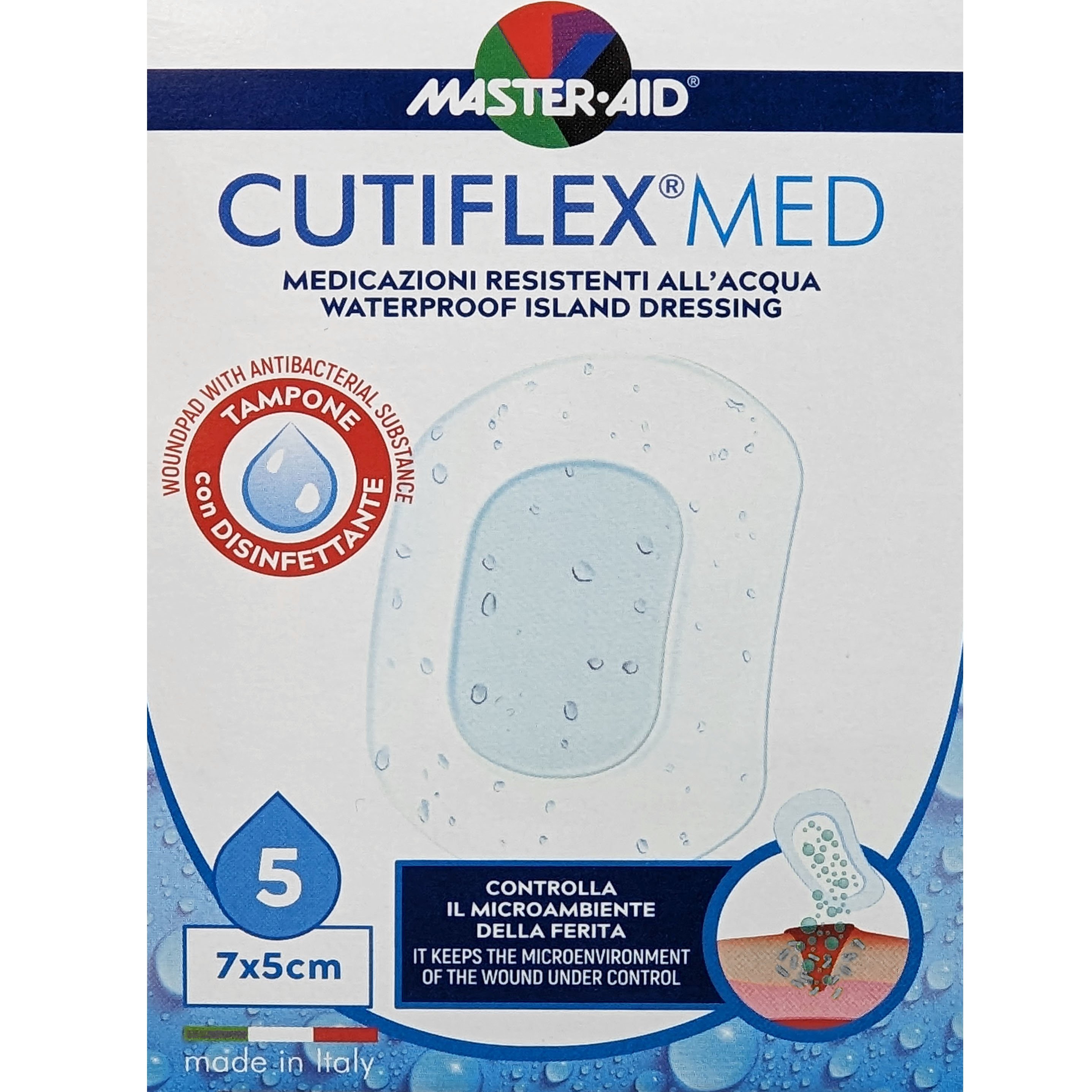 Master Aid Master Aid Cutiflex Med Waterproof Island Dressing 7x5cm Αδιάβροχα Μετεγχειρητικά Επιθέματα 5 Τεμάχια