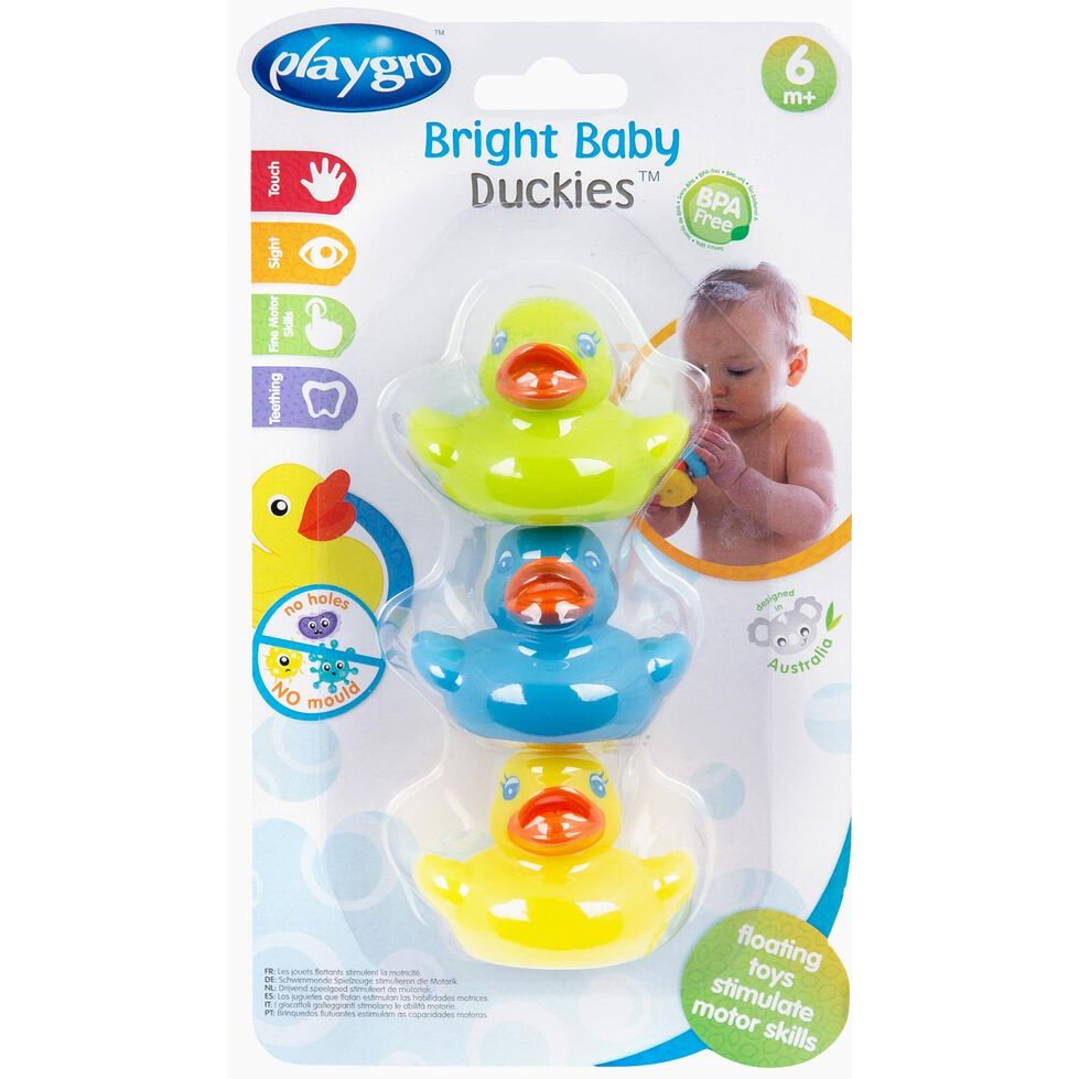 Playgro Playgro Bright Baby Duckies 6m+ Πολύχρωμα Παπάκια Μπάνιου 3 Τεμάχια