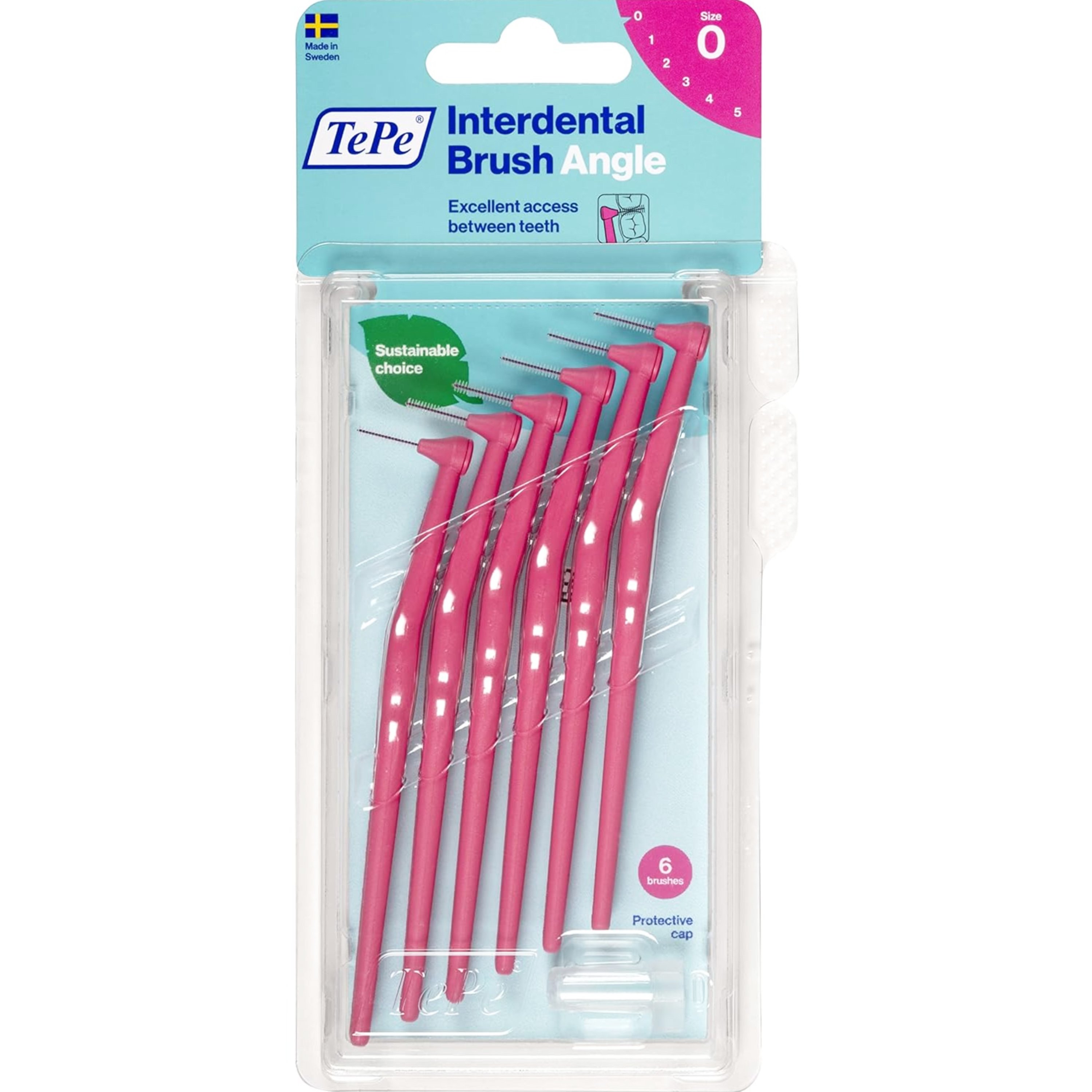 Tepe TePe Angle Interdental Brush Angle Μεσοδόντια Βουρτσάκια Καθαρισμού με Μακριά Λαβή & Κεκλιμένη Κεφαλή 6 Τεμάχια - Size 0 (0.4 mm)