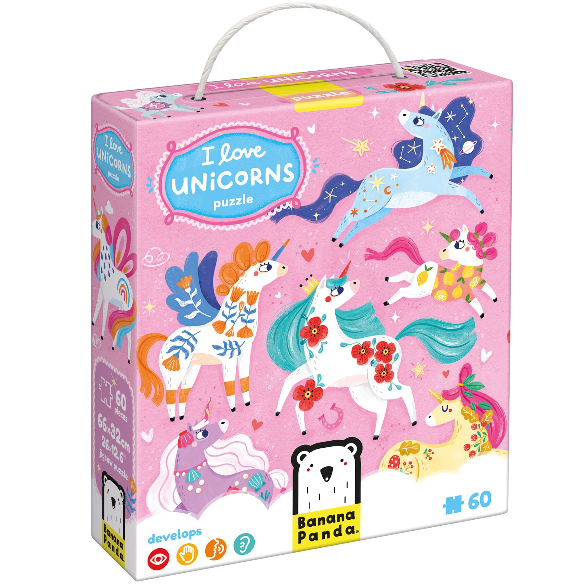 Banana Panda Banana Panda I Love Unicorns Puzzle Παιδικό Παζλ 60 Κομματιών με Μονόκερους 4 Years+, 1 Τεμάχιο