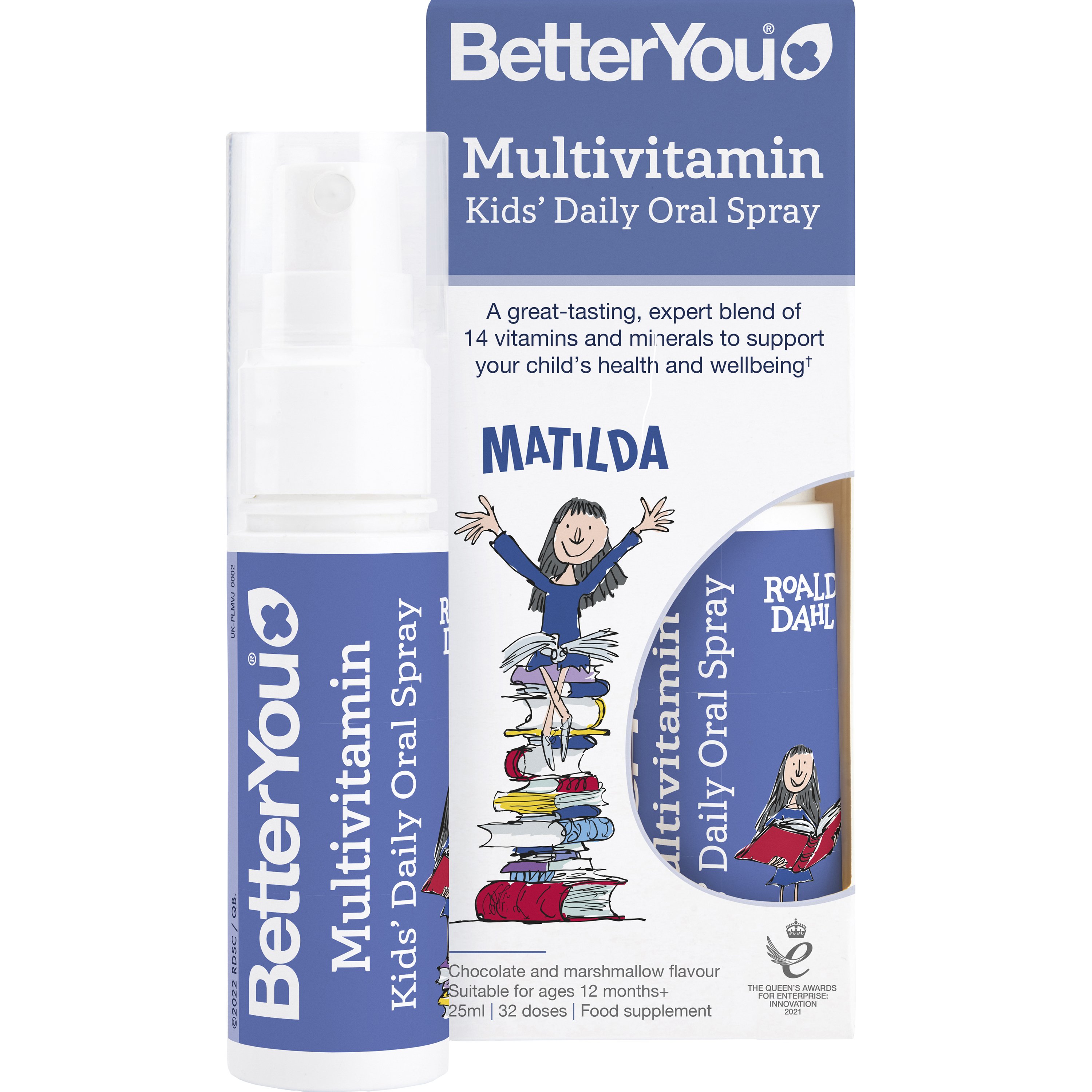 BetterYou BetterYou Multivitamin Kid's Daily Oral Spray Συμπλήρωμα Διατροφής σε Μορφή Spray των 12 Βασικών Βιταμινών με Σελήνιο & Ιώδιο για Παιδιά από 1 Έτους για Σωστή Ανάπτυξη, Ενέργεια, Τόνωση & Ενίσχυση του Ανοσοποιητικού με Γεύση Σοκολάτα & Ζαχαρωτά 25ml