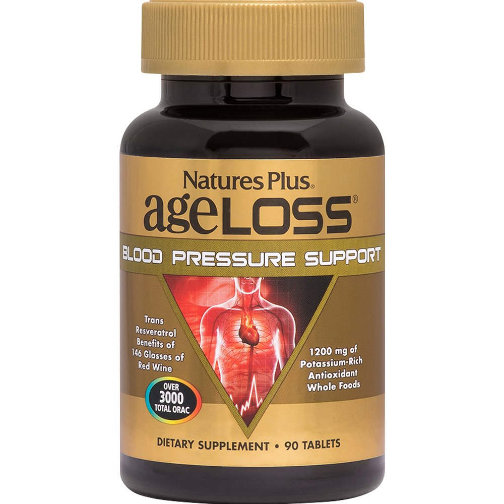 Natures Plus Natures Plus Ageloss Blood Pressure Support Συμπλήρωμα Διατροφής Βιταμινών, Μετάλλων & Εκχυλίσματος Βοτάνων για τη Ρύθμιση της Αρτηριακής Πίεσης σε Υγιή Επίπεδα 90tabs