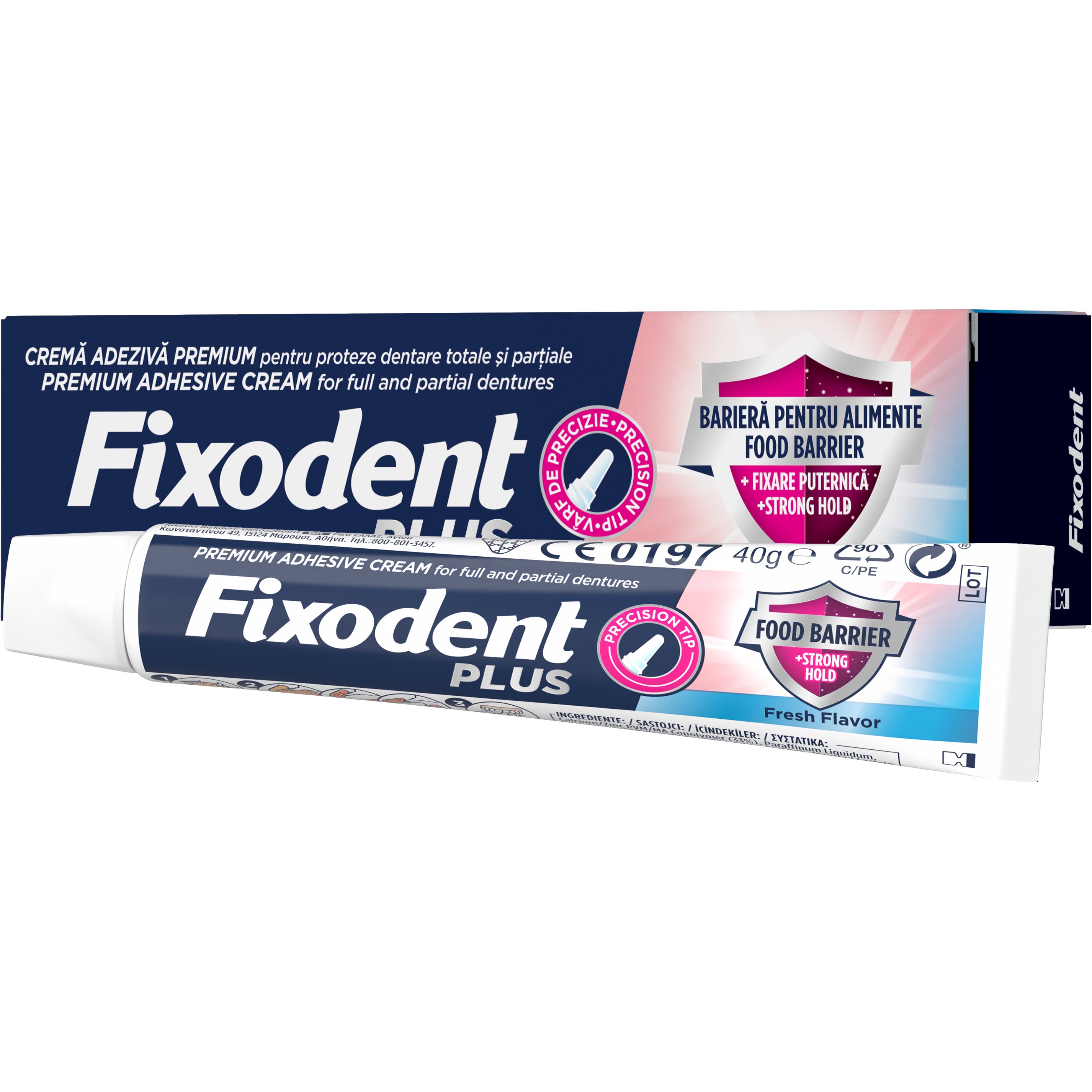 Fixodent Fixodent Plus Food Barrier Fresh Denture Adhesive Cream Στερεωτική - Προστατευτική Κρέμα για Τεχνητή Οδοντοστοιχία με Γεύση Μέντας 40g