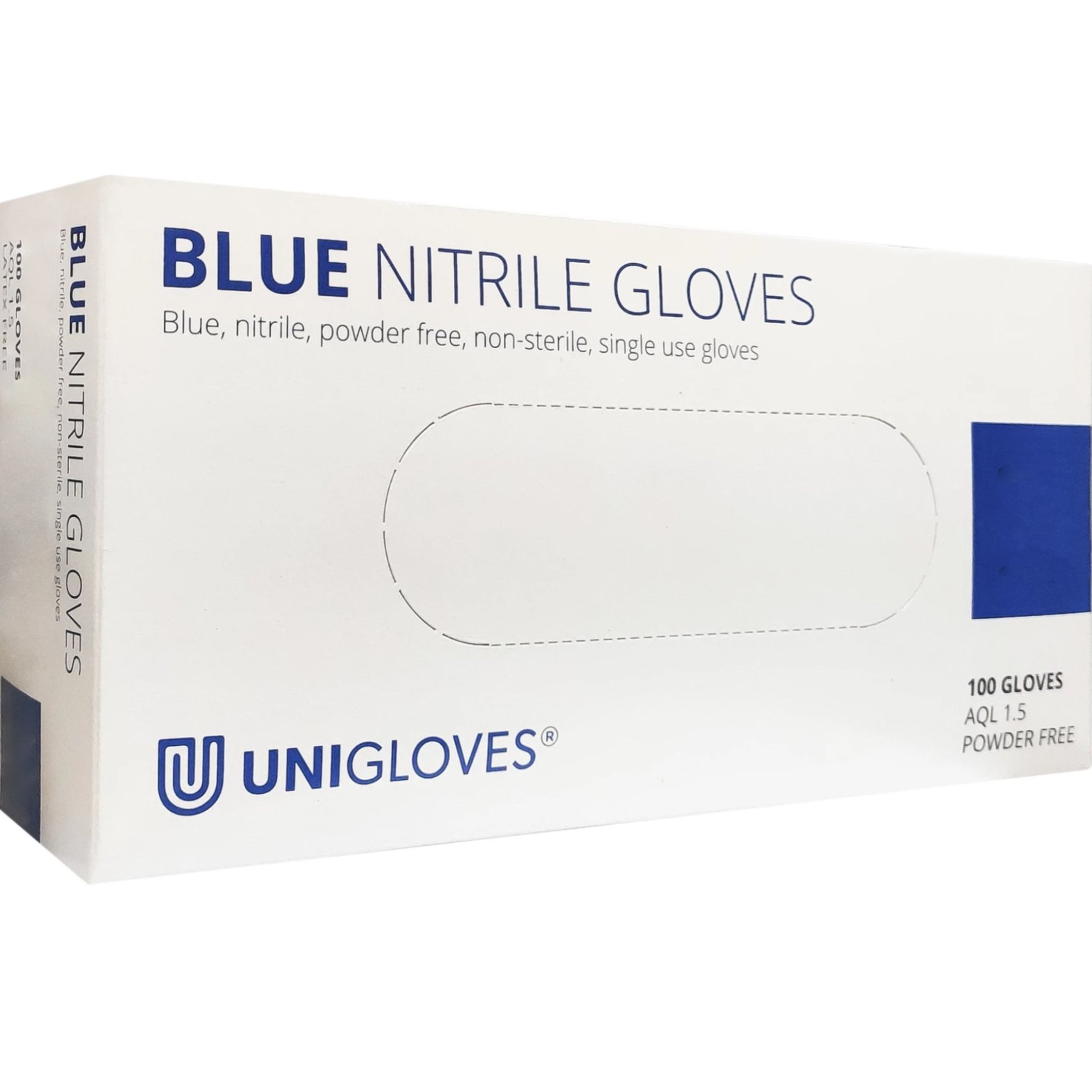 Bulk Unigloves Blue Nitrile Gloves Γάντια Νιτριλίου μη Αποστειρωμένα, Χωρίς Πούδρα σε Μπλε Χρώμα 100 Τεμάχια - Large