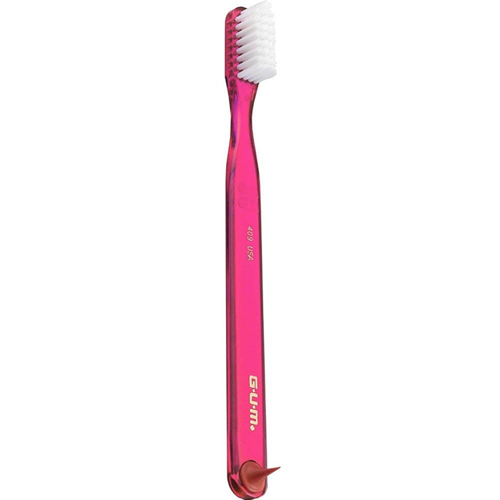 Gum Classic 409 Soft Toothbrush Φούξια Μαλακή Οδοντόβουρτσα Εύκολη στη Χρήση για Αποτελεσματικό Καθαρισμό & Αφαίρεση της Πλάκας με Ελαστικό Άκρο για Καθαρισμό των Ούλων 1 Τεμάχιο