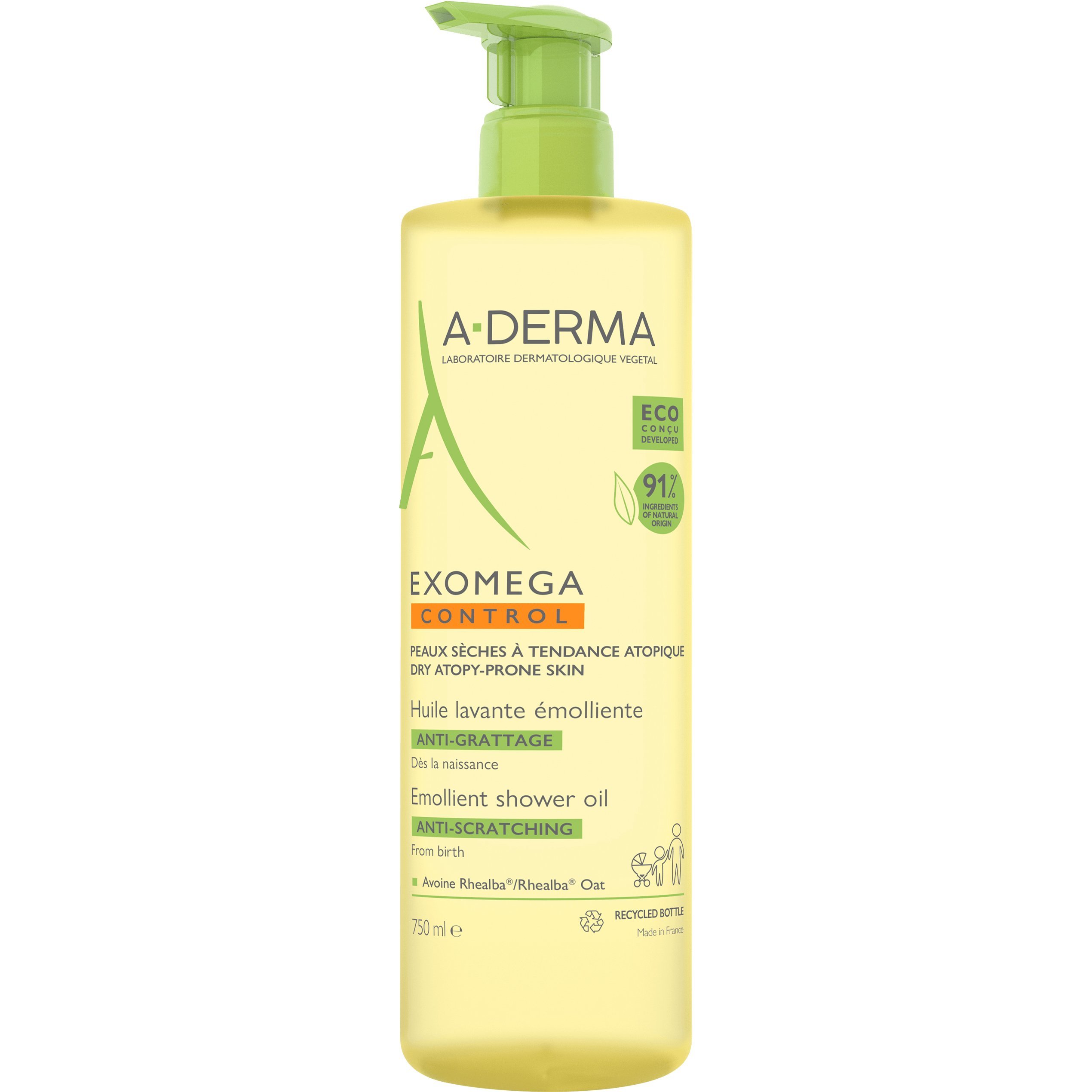 A-Derma A-Derma Exomega Control Emollient Anti - Scratching Shower Oil Θρεπτικό Μαλακτικό Έλαιο Καθαρισμού Κατά του Αισθήματος Κνησμού για Ξηρό Δέρμα με Τάση Ατοπικού Εκζέματος 750ml