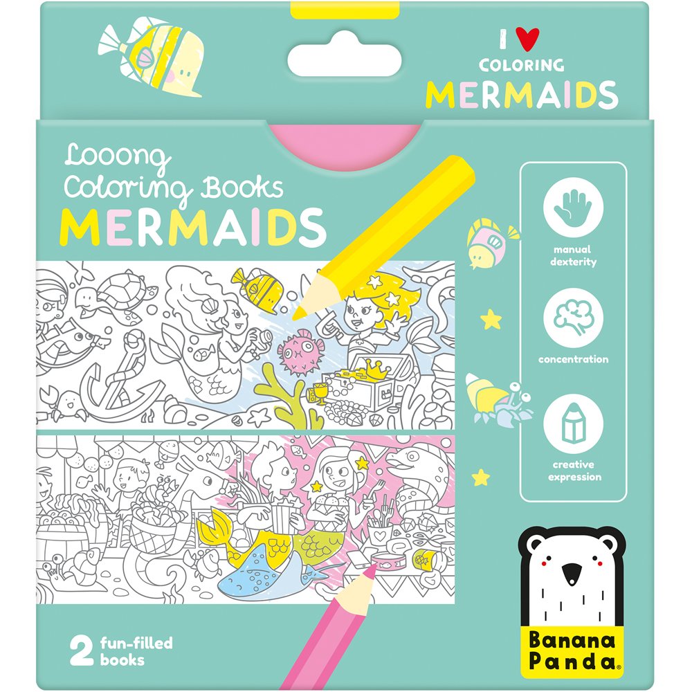 Banana Panda Banana Panda Looong Coloring Fun-Filled Books Βιβλίο Ακορντεόν με Πανοραμικές Εικόνες για Χρωματισμό 2 Τεμάχια - Mermaids