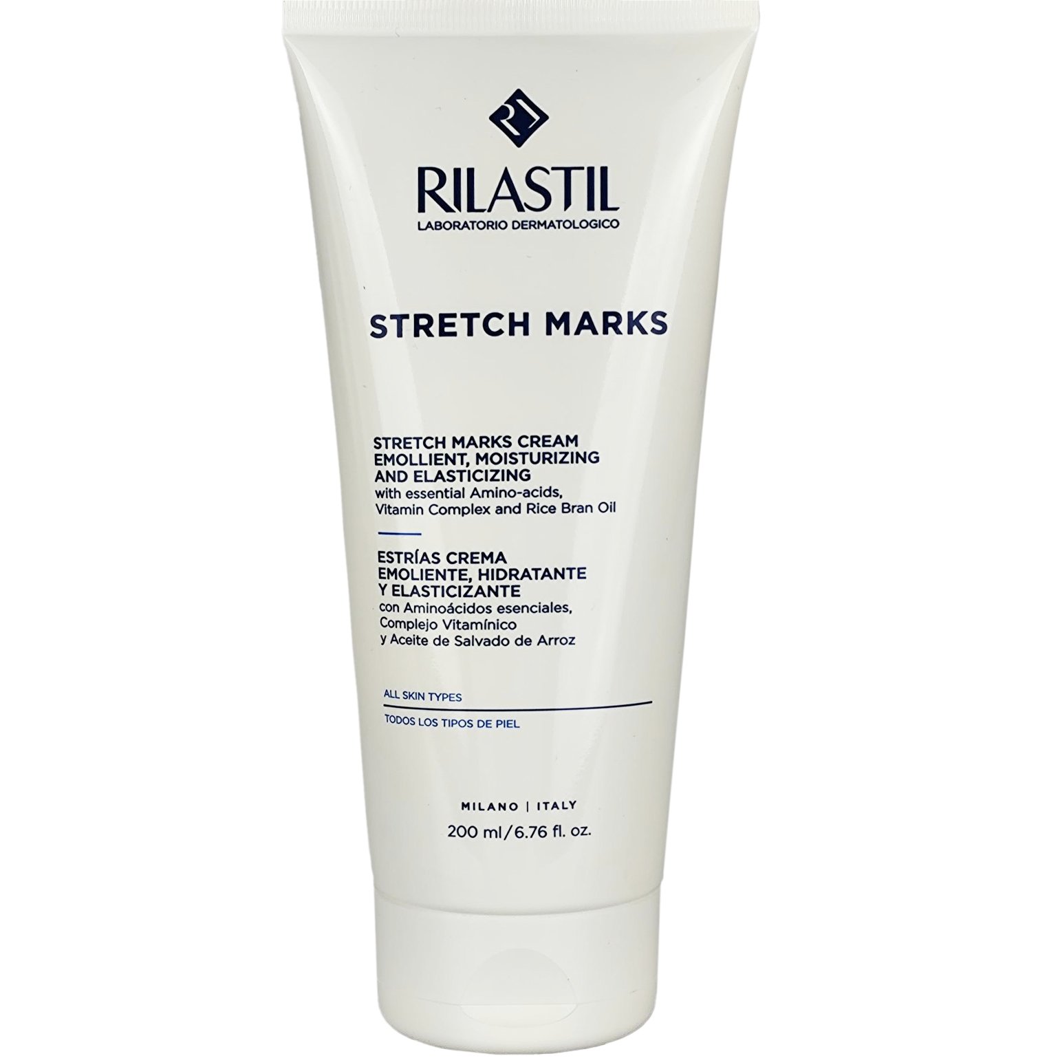 Rilastil Rilastil Strech Marks Cream Emollient, Moisturizing & Elasticizing Αγωγή Σχεδιασμένη να Προλαμβάνει & να Αποτρέπει τον Σχηματισμό των Λευκών ή των Πορφυρών Ραβδώσεων 200ml