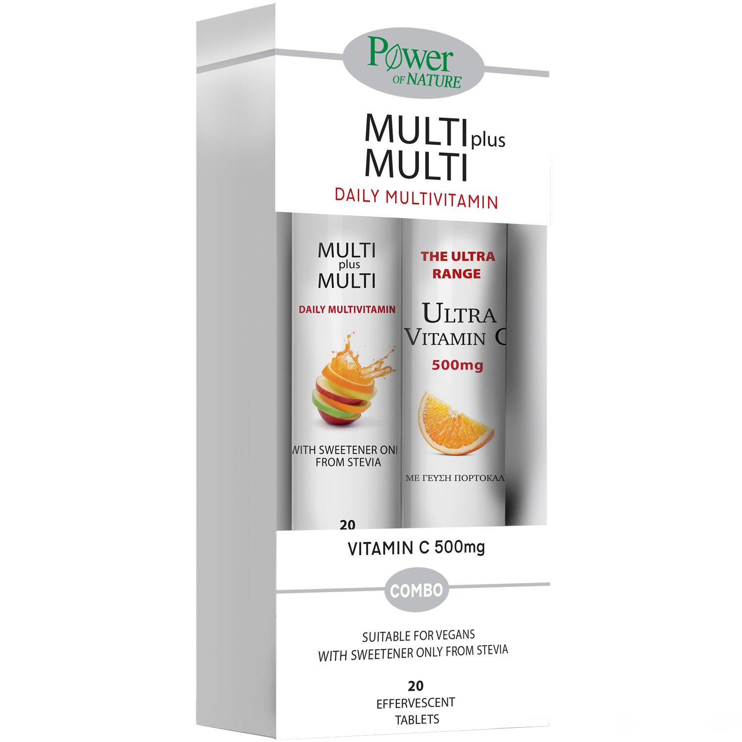 Power Health Power Health Promo Multi Plus Multi 20 Effer.tabs & Ultra Vitamin C 500mg, 20 Effer.tabs,Συμπλήρωμα Διατροφής Πολυβιταμινών, Μετάλλων & Ιχνοστοιχείων για Ενέργεια Κατά της Κούρασης & Κόπωσης με Γεύση Ροδάκινο & Συμπλήρωμα Διατροφής Βιταμίνης C για Εν