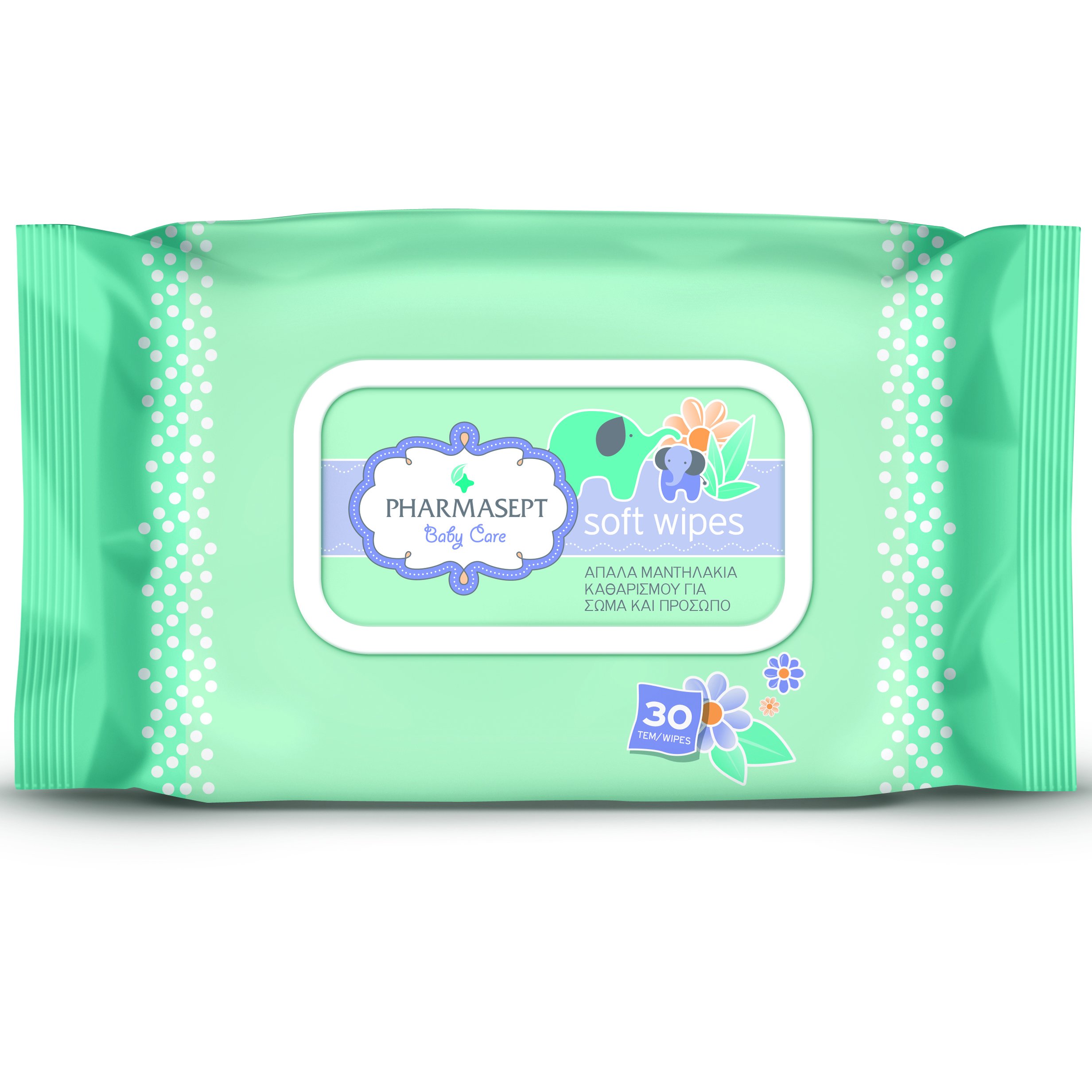 Pharmasept Pharmasept Baby Care Soft Wipes Δερματολογικά Ελεγμένα Απαλά Παιδικά Μαντηλάκια 30τμχ