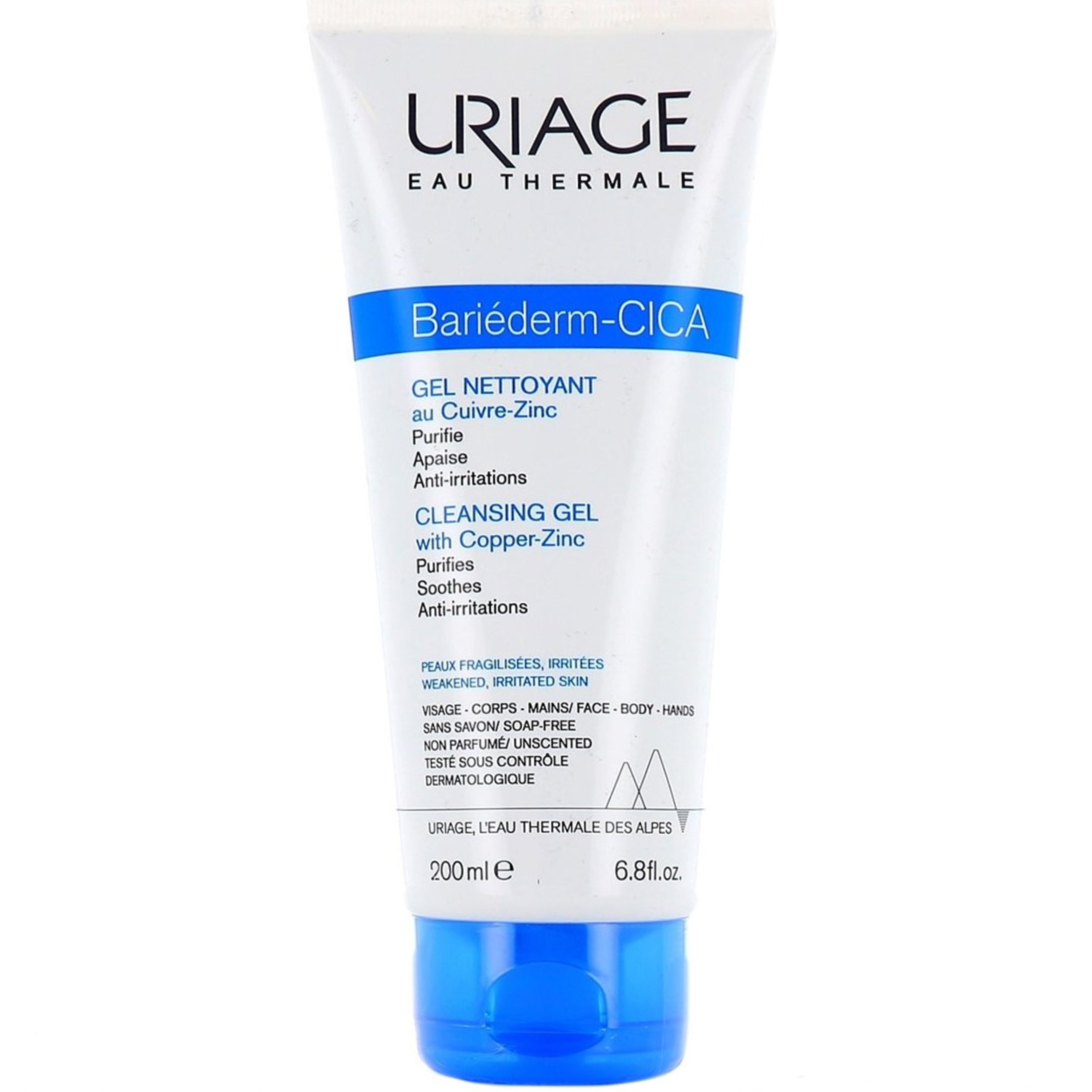 Uriage Uriage Bariederm Cica Cleansing Gel with Copper - Zinc Καταπραϋντικό Gel Καθαρισμού Προσώπου - Σώματος, Χωρίς Άρωμα - Σάπωνες, Κατάλληλο για Ερεθισμένο & Αδύναμο Δέρμα 200ml