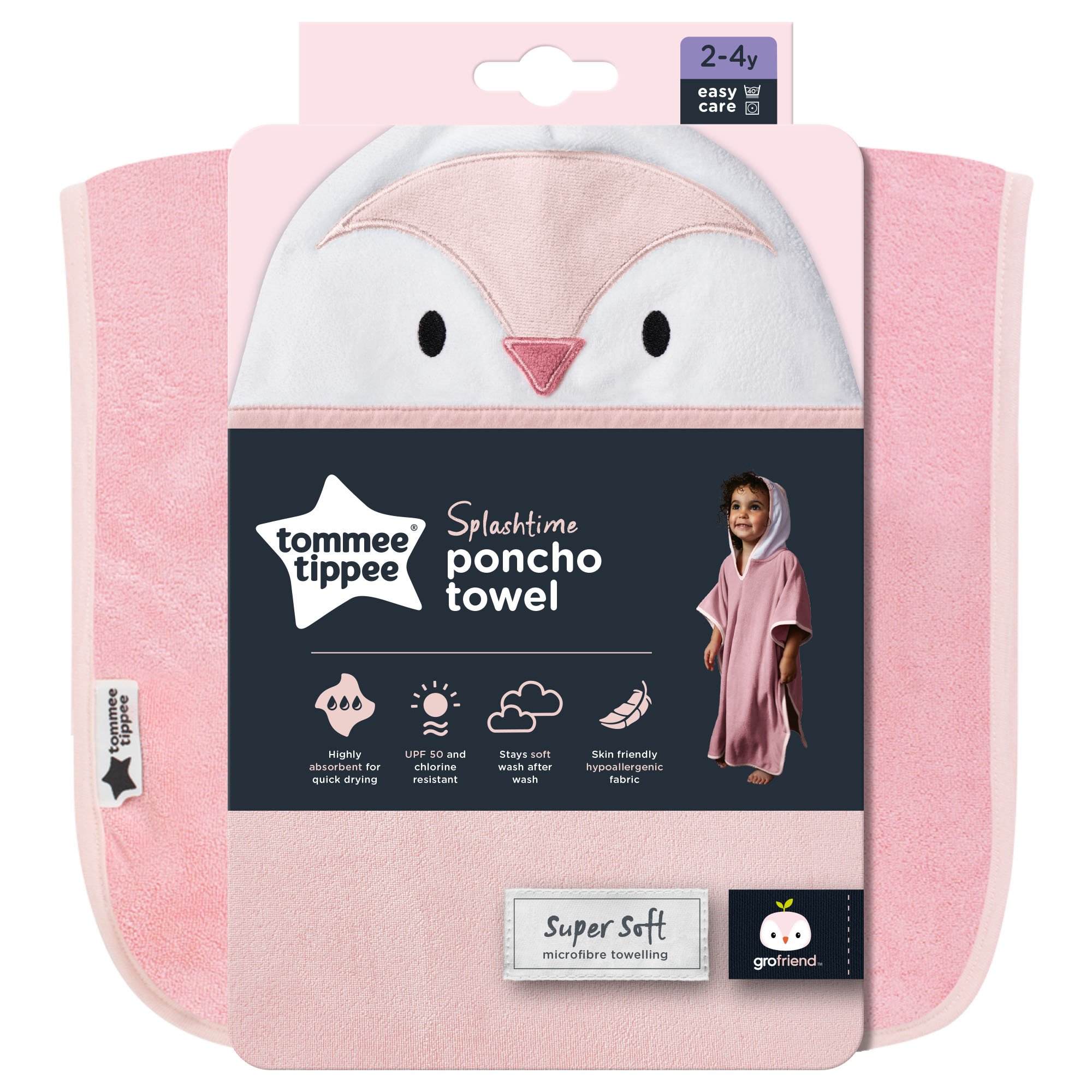 Tommee Tippee Tommee Tippee Splashtime Poncho Towel Κωδ CGA1001 Πόντσο Μπάνιου με Σχέδιο & Κουκούλα, που Στεγνώνει Γρήγορα 2-4 Years 1 Τεμάχιο - Percy the Penguin