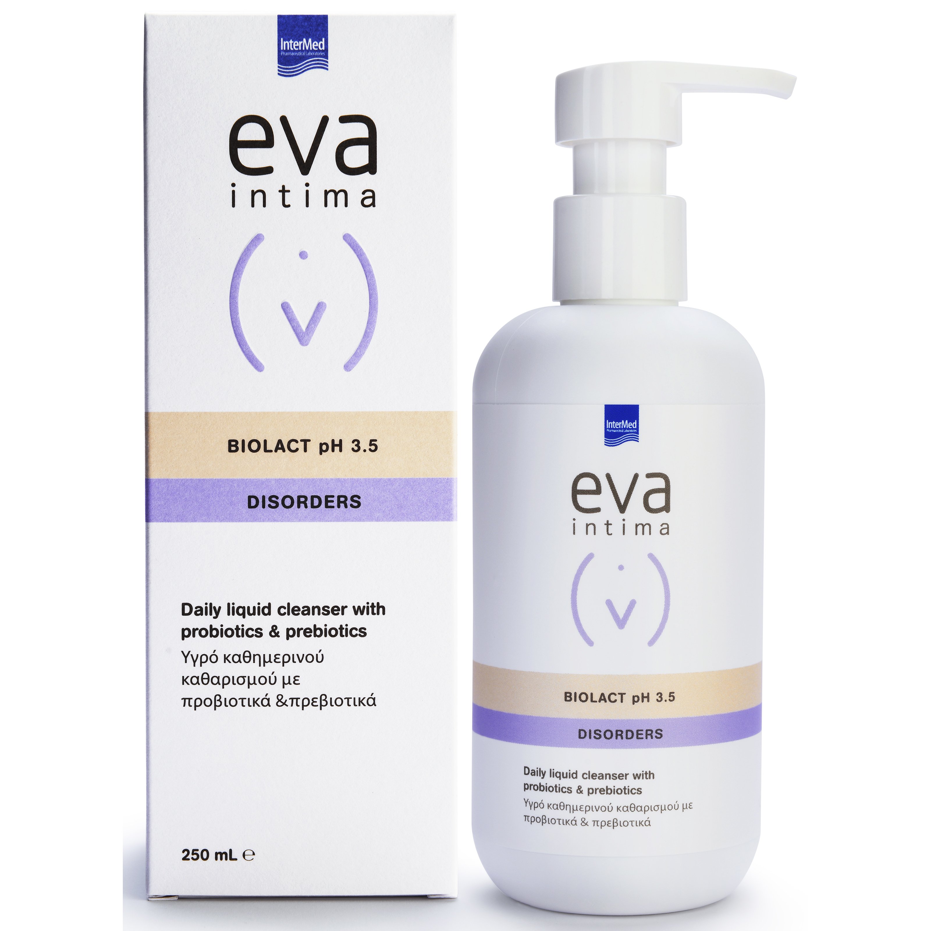 Eva Eva Intima Biolact pH 3.5 Disorders Υγρό Καθαρισμού της Ευαίσθητης Περιοχής με Προβιοτικά & Πρεβιοτικά 250ml