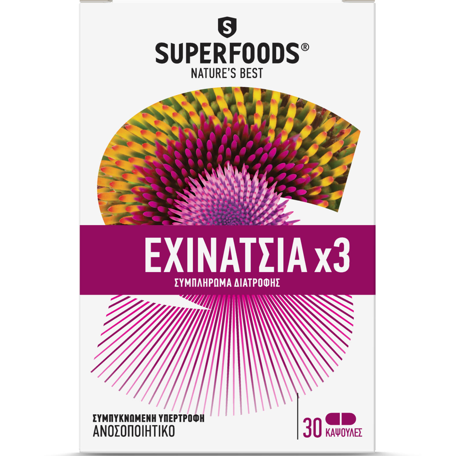 Superfoods Superfoods Εχινάκεια x3 Συμπλήρωμα Διατροφής για την Ενίσχυση του Ανοσοποιητικού 30caps