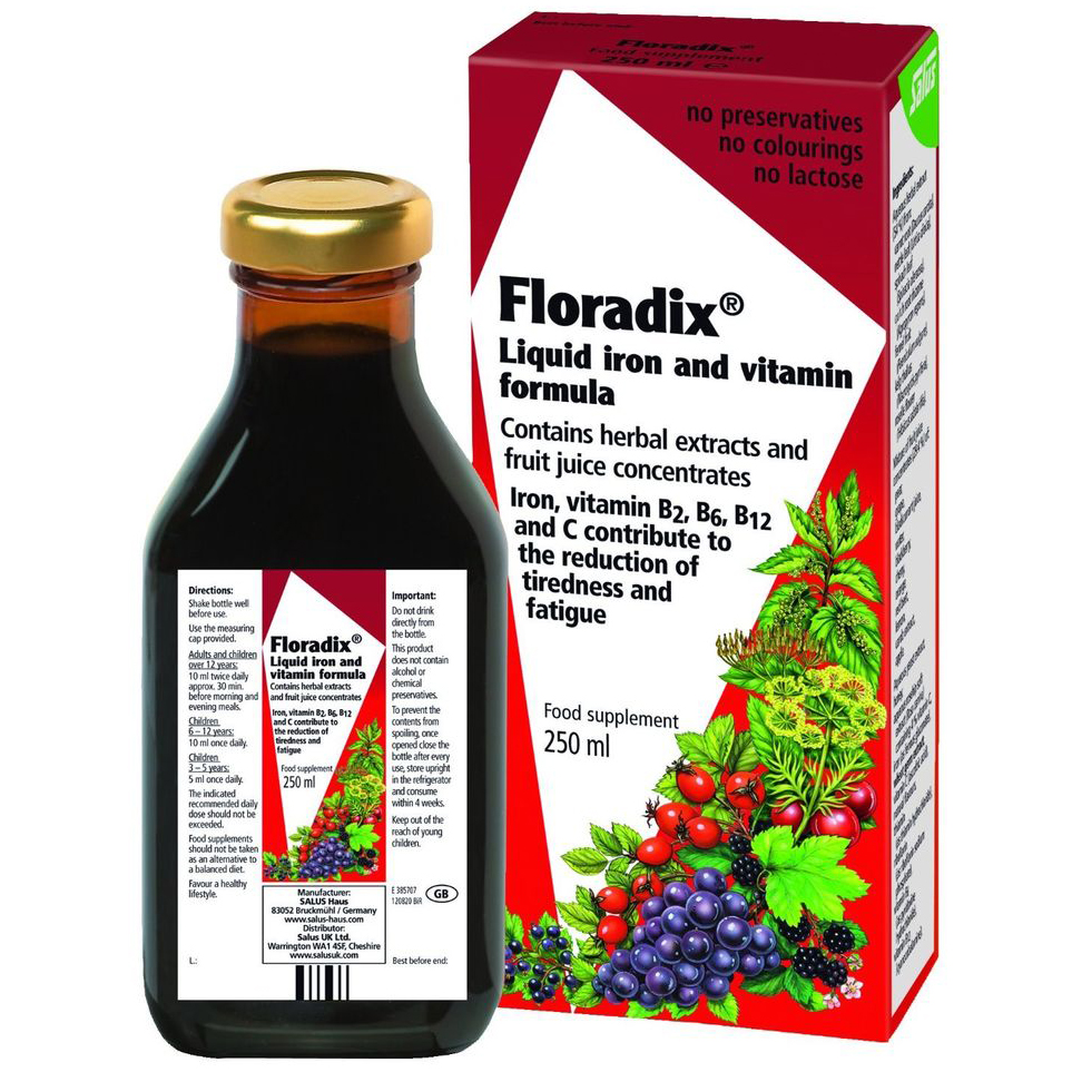 Power Health Floradix Liquid Iron & Vitamin Formula Συμπλήρωμα Διατροφής Σιδήρου & Βιταμινών Κατά της Αναιμίας για Φυσική Τόνωση 250ml