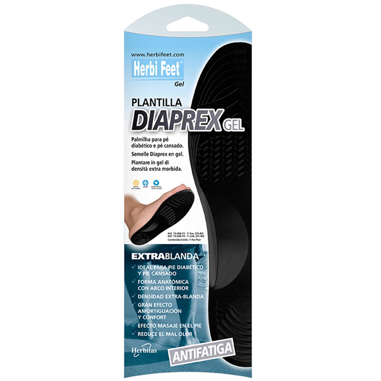 Herbi Feet Herbi Feet Diaprex Gel Insole Πάτοι Υψηλής Ποιότητας & Αντοχής 2 Τεμάχια - Large