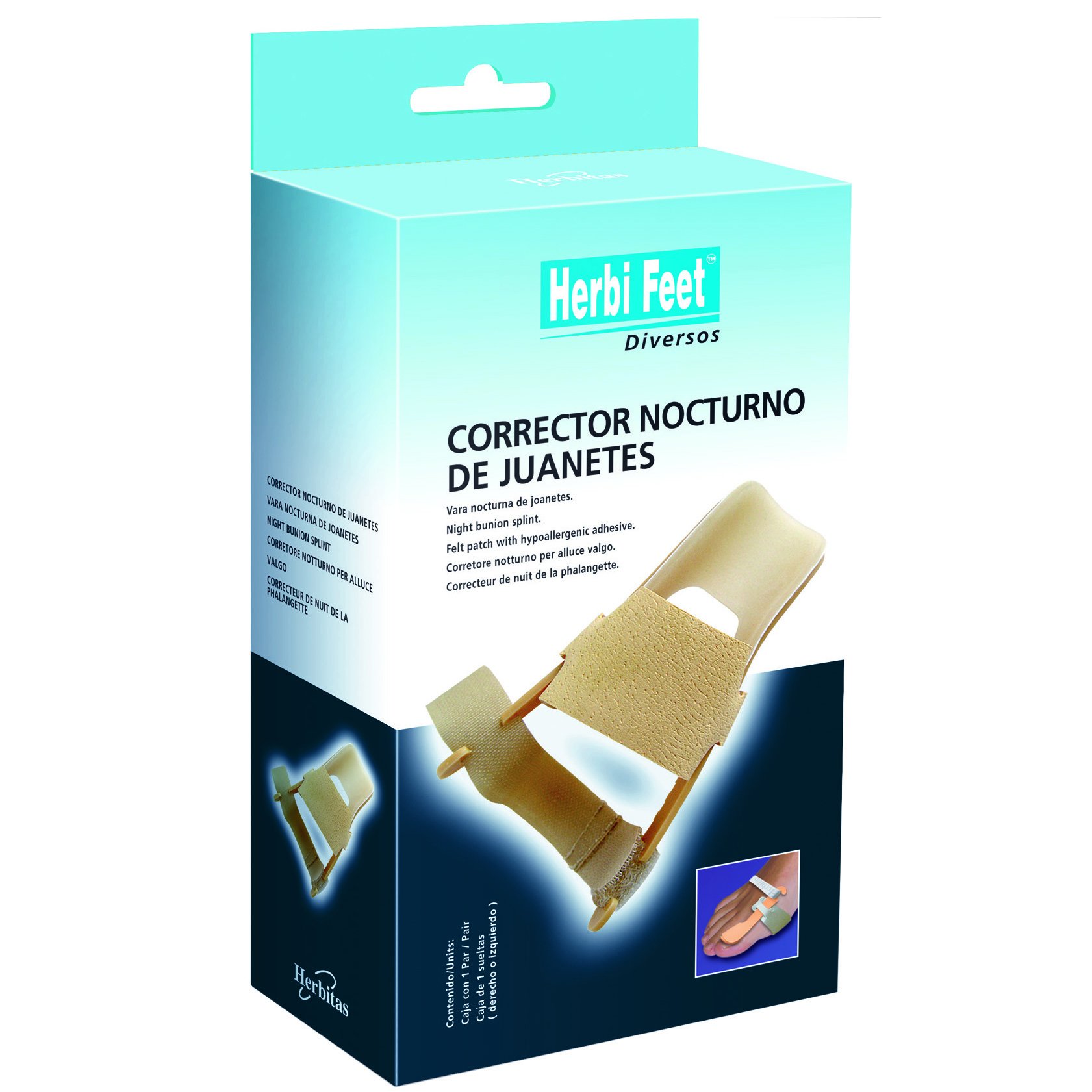 Herbi Feet Herbi Feet Corrector Nocturno De Juanetes Νάρθηκας Νυκτός για Κότσι, Δεξί Πόδι Right 1 Τεμάχιο - Large