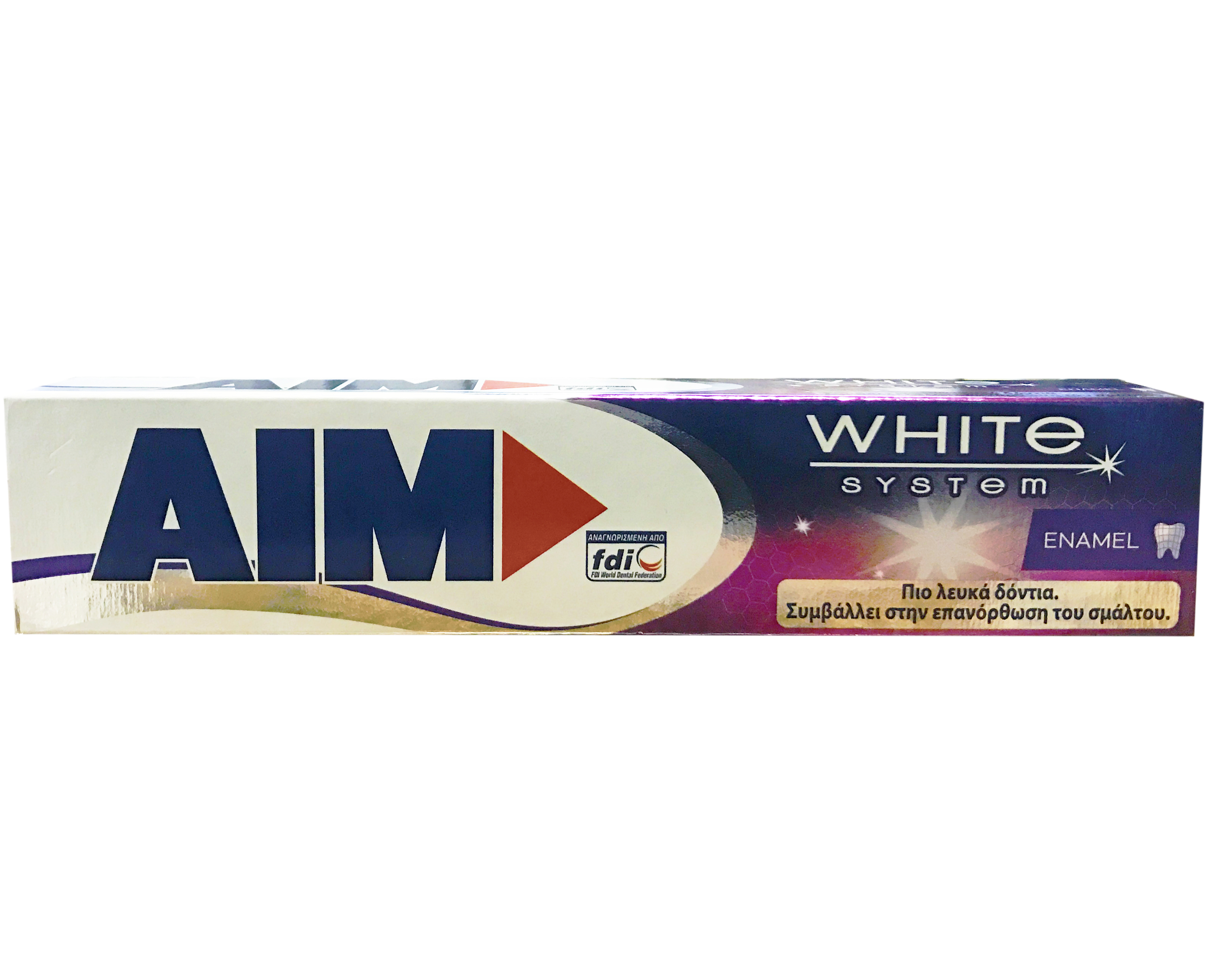 AIM Aim White System Enamel Οδοντόκρεμα για Πιο Λευκά Δοντιά & Διατήρηση της Καλής Υγείας του Σμάλτου 75ml