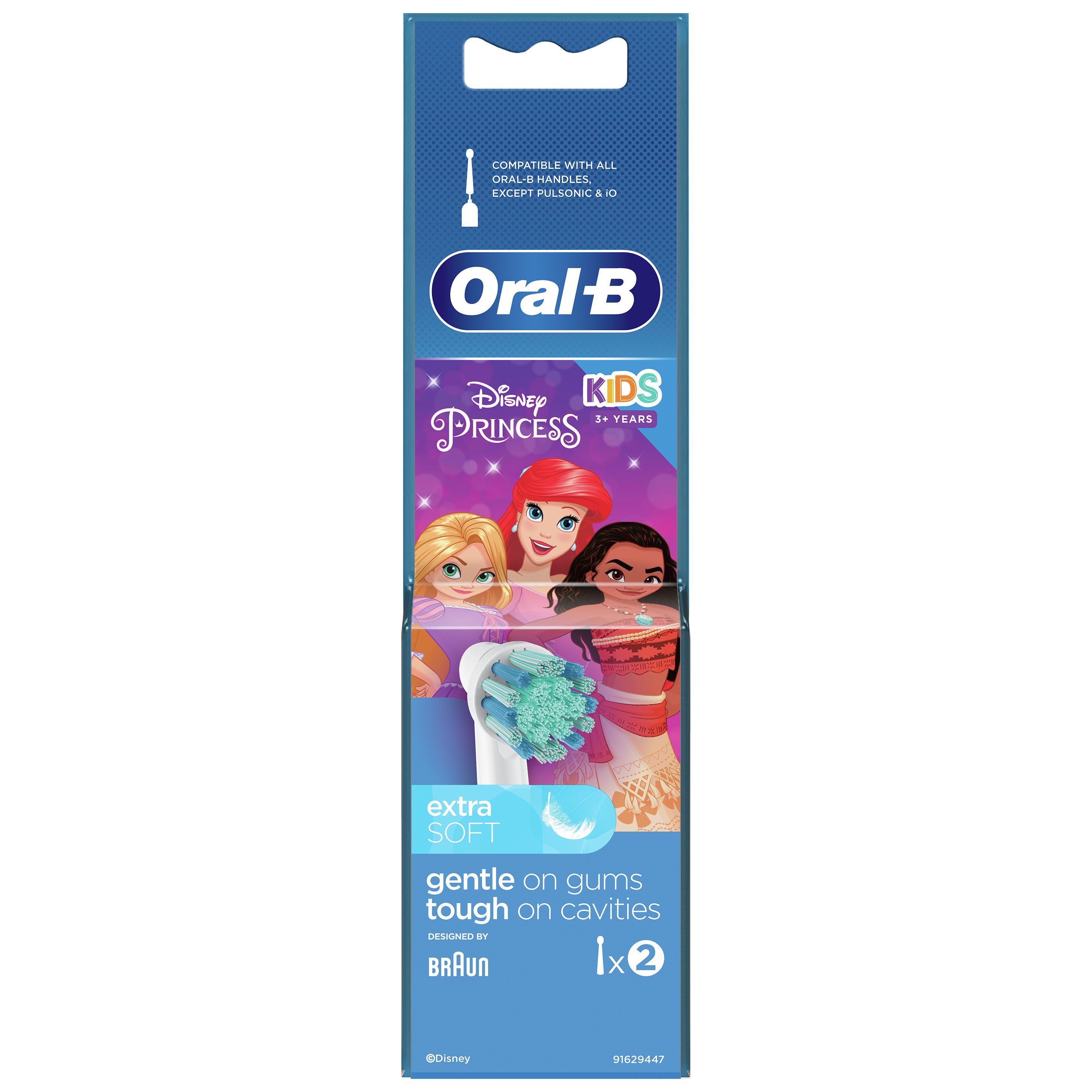 Oral-B Oral-B Kids Disney Princess Electric Toothbrush Replacement Heads Extra Soft 3+ Years Ανταλλακτικές Κεφαλές Παιδικής Ηλεκτρικής Οδοντόβουρτσας με Πολύ Μαλακές Ίνες 2 Τεμάχια