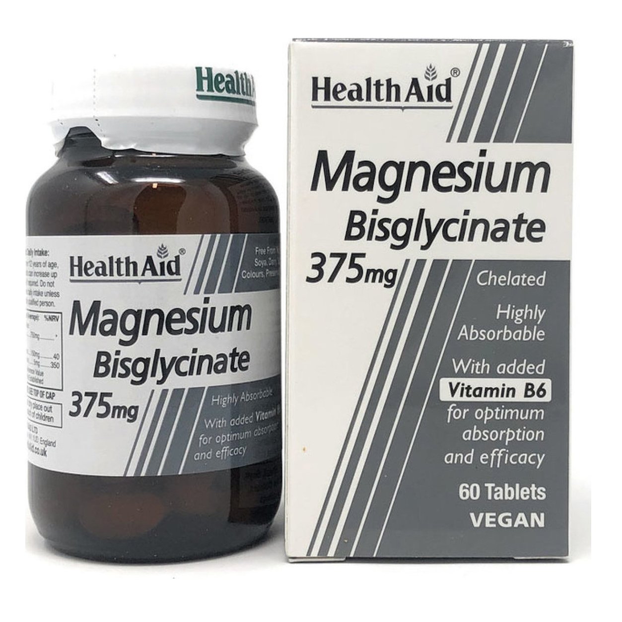 Health Aid Magnesium Bisglycinate 375mg & Vitamin B6 Χηλικό Μαγνήσιο