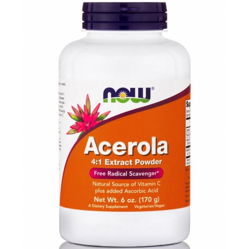 Now Now Foods Acerola Extract Powder Πλούσια Πηγή Βιταμίνης C 170gr