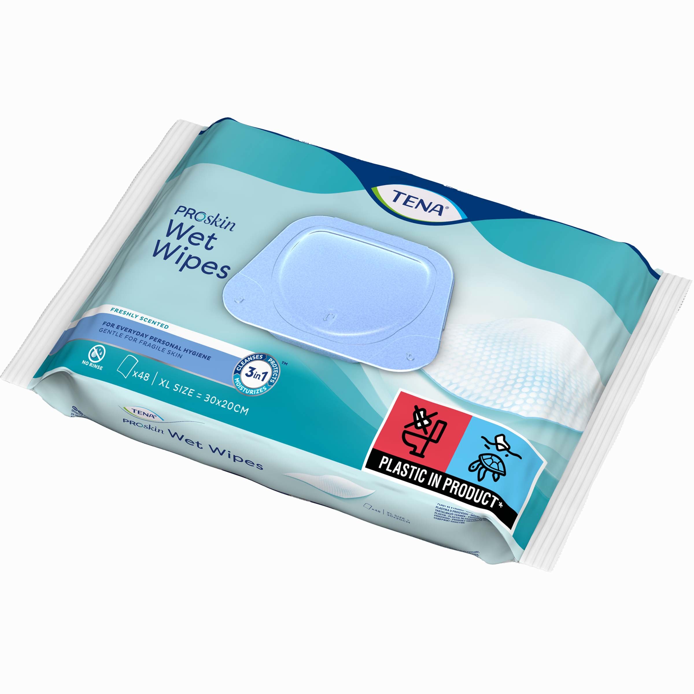 Tena Tena Proskin Wet Wipes Freshly Scented 3in1 Υγρά Μαντηλάκια Καθαρισμού για Άτομα με Ακράτεια Χωρίς Αλκοόλ 48 Τεμάχια