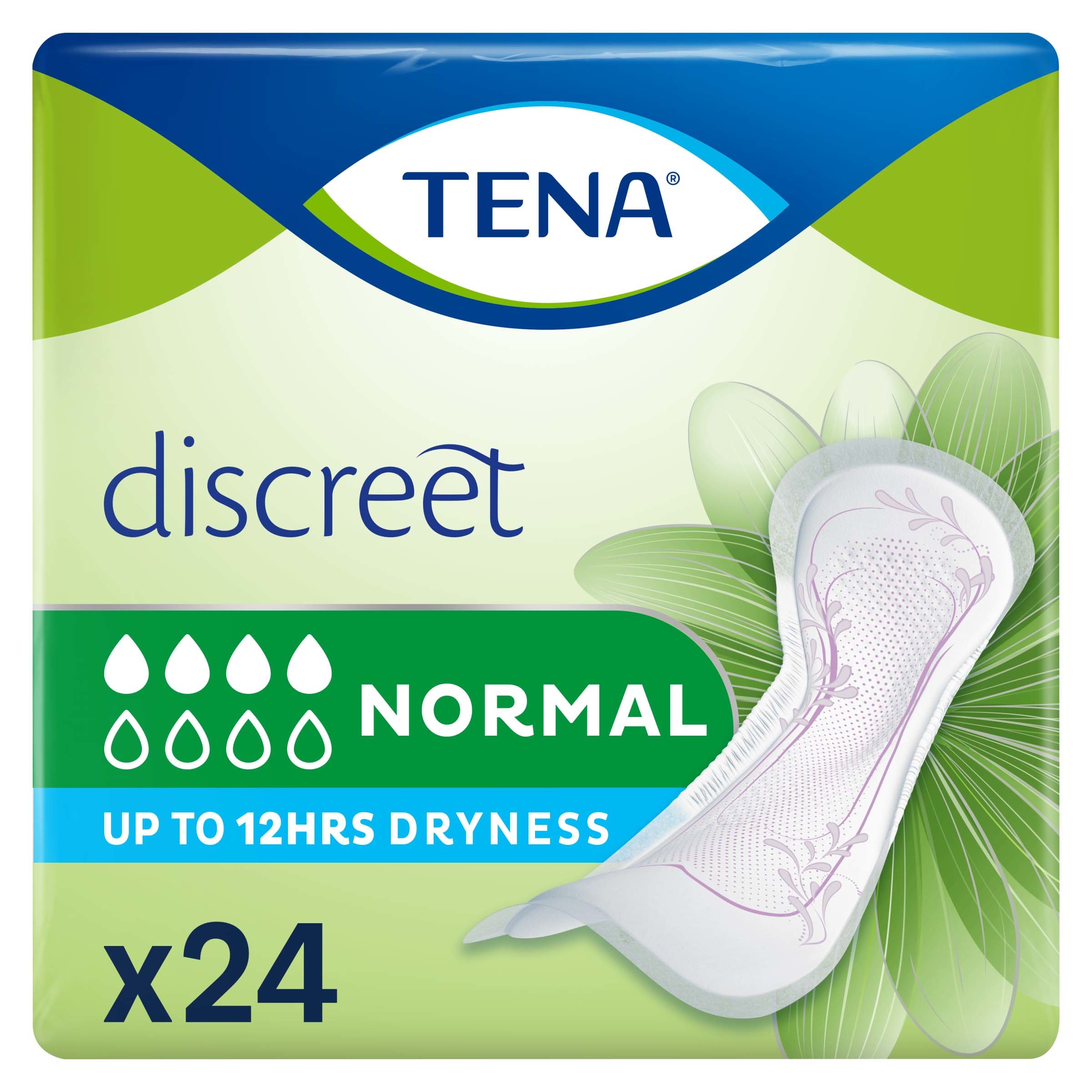 Tena Tena Lady Discreet Normal  Σερβιέτες για Μέτριας Μορφής Ακράτειας 24 Τεμάχια